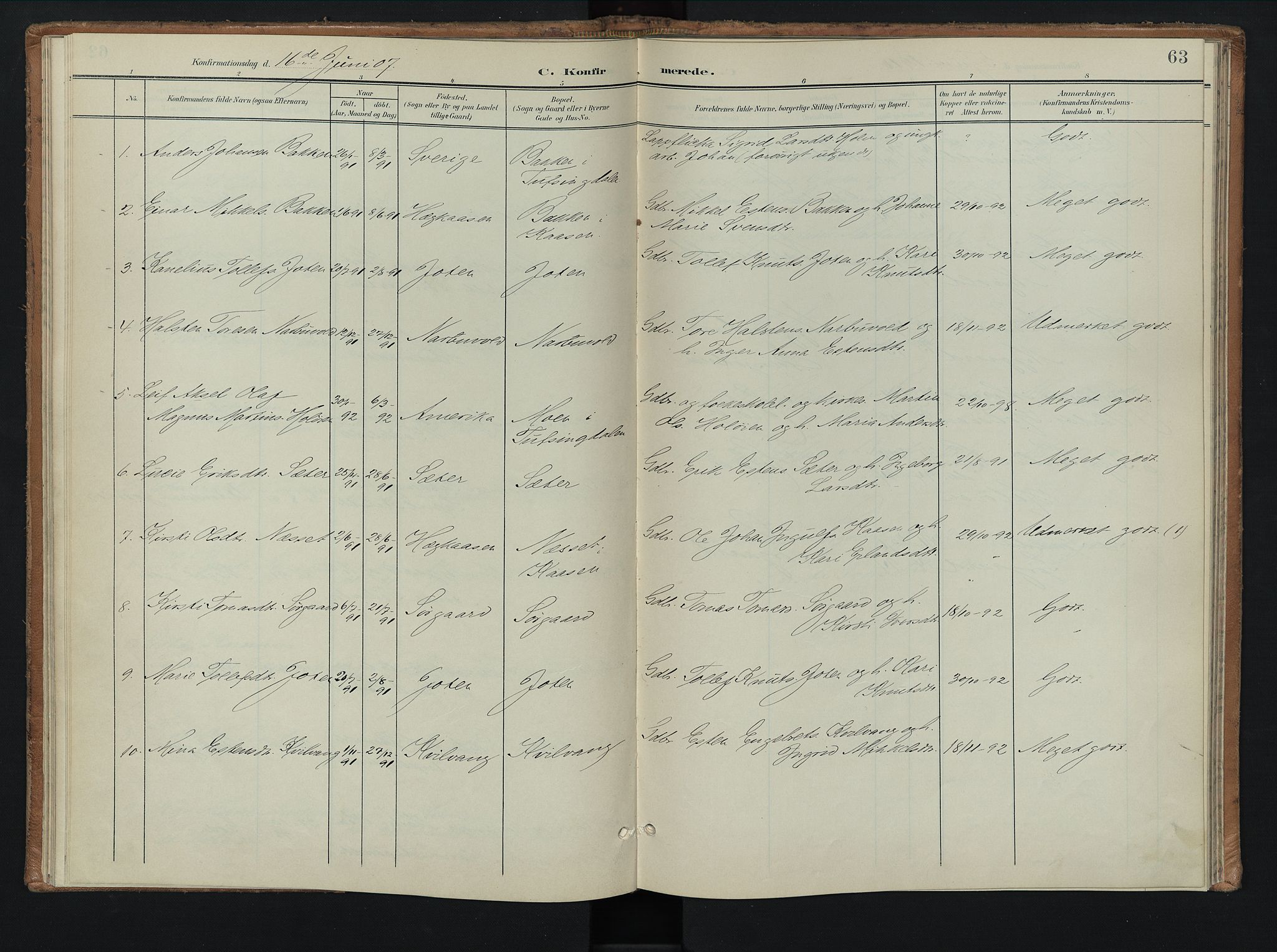 Tolga prestekontor, AV/SAH-PREST-062/K/L0010: Parish register (official) no. 10, 1901-1915, p. 63