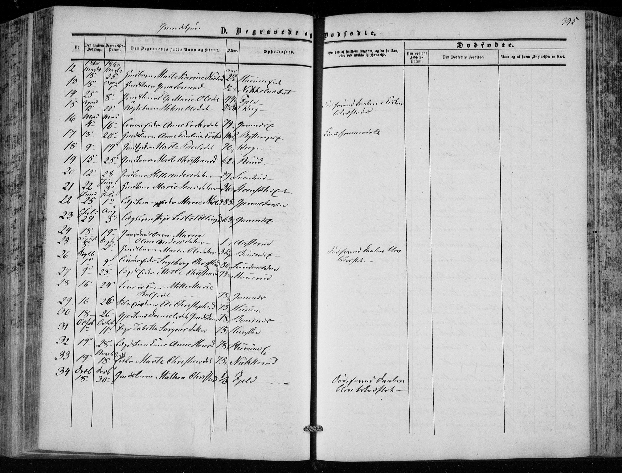 Hole kirkebøker, SAKO/A-228/F/Fa/L0006: Parish register (official) no. I 6, 1852-1872, p. 395