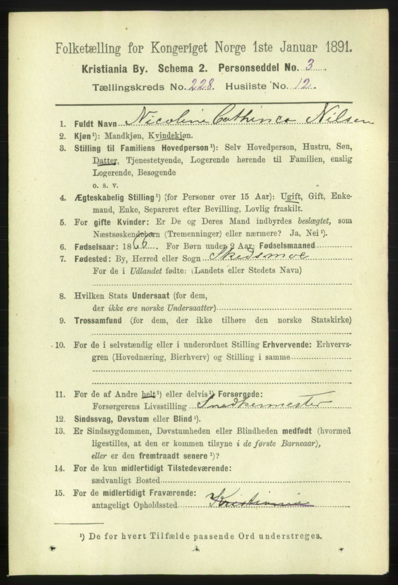 RA, 1891 census for 0301 Kristiania, 1891, p. 139719