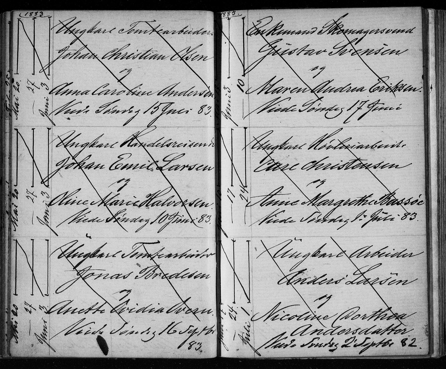 Bragernes kirkebøker, AV/SAKO-A-6/H/Ha/L0006: Banns register no. 6, 1873-1896