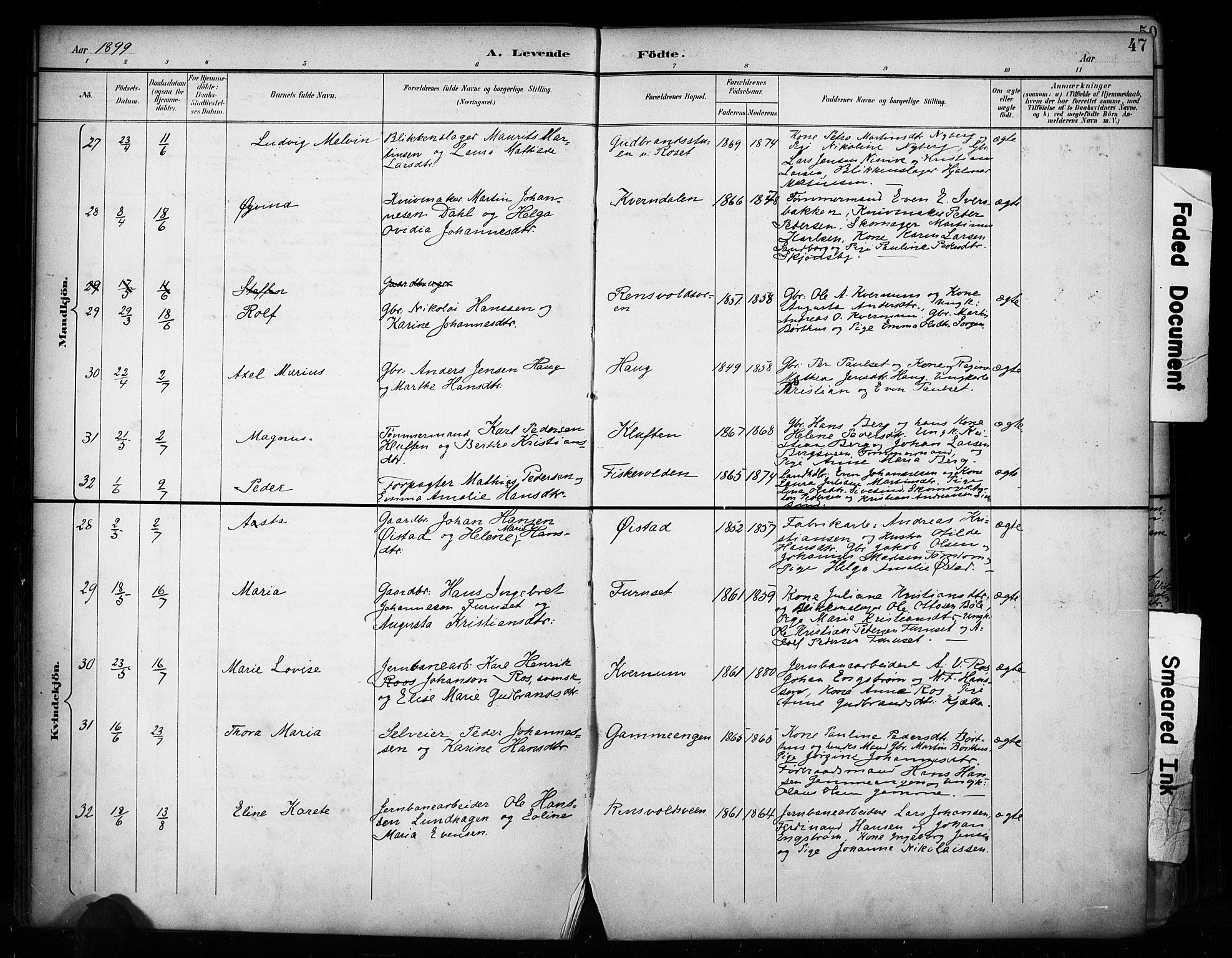 Vestre Toten prestekontor, AV/SAH-PREST-108/H/Ha/Haa/L0011: Parish register (official) no. 11, 1895-1906, p. 47