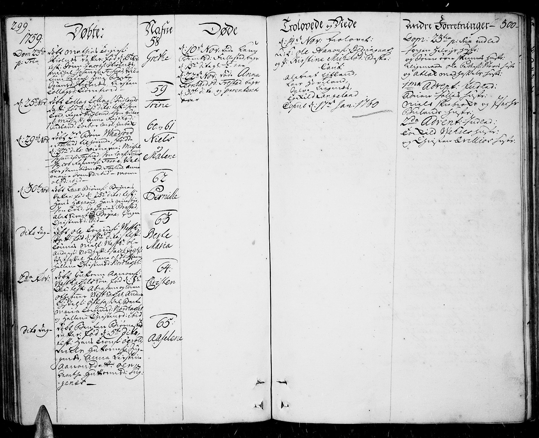 Lista sokneprestkontor, AV/SAK-1111-0027/F/Fa/L0003: Parish register (official) no. A 3 /1, 1743-1767, p. 299-300