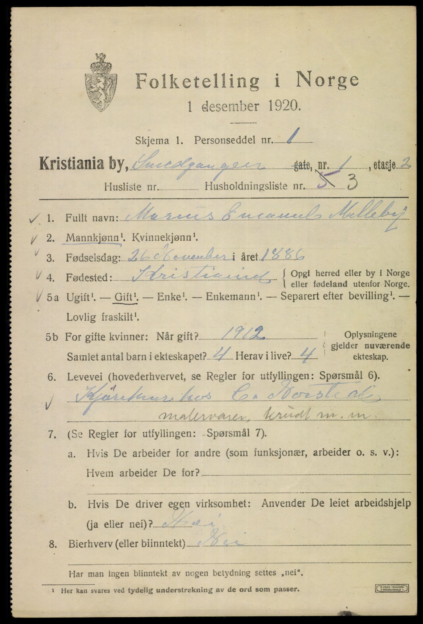 SAO, 1920 census for Kristiania, 1920, p. 519149