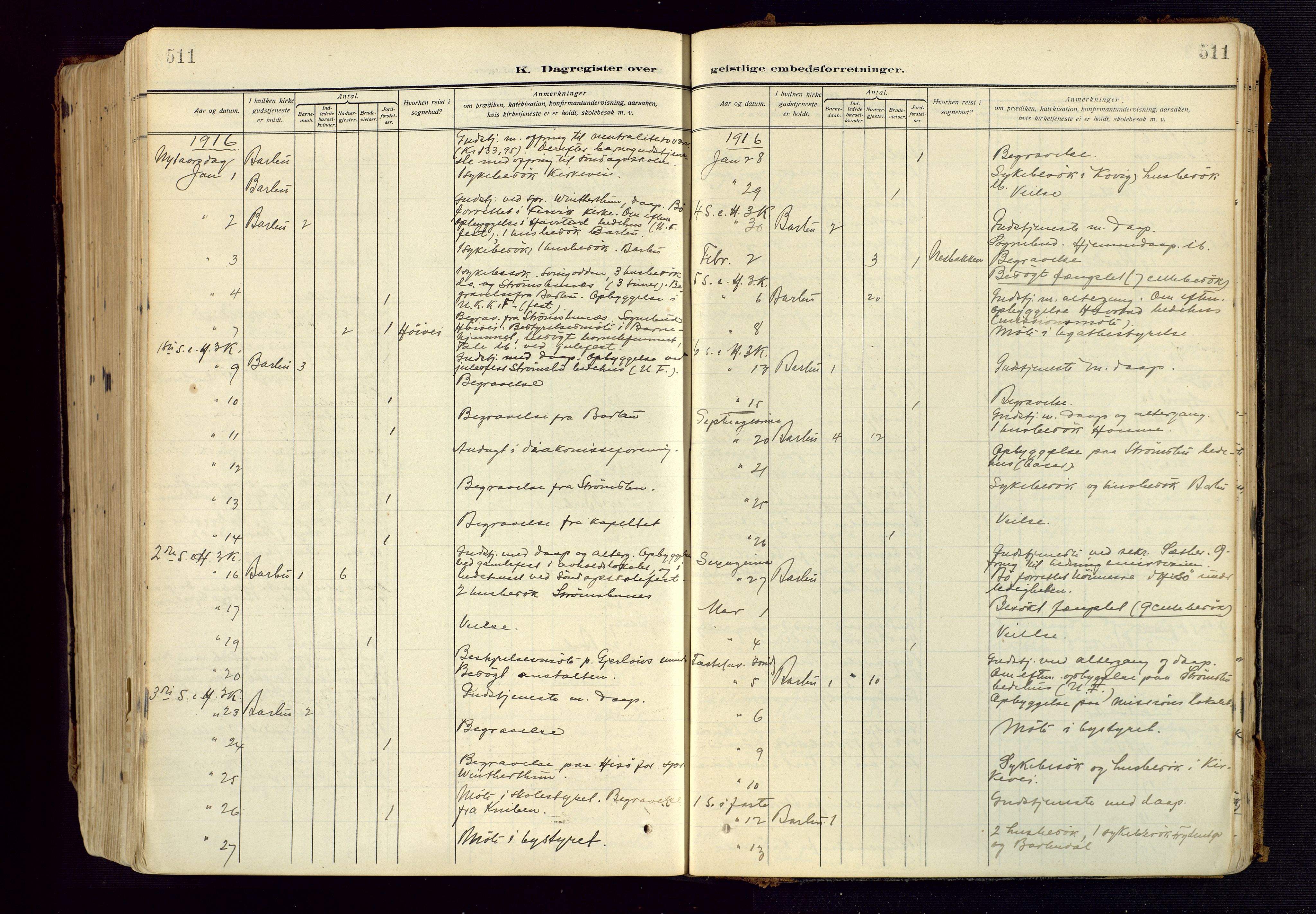 Barbu sokneprestkontor, SAK/1111-0003/F/Fa/L0006: Parish register (official) no. A 6, 1910-1929, p. 511