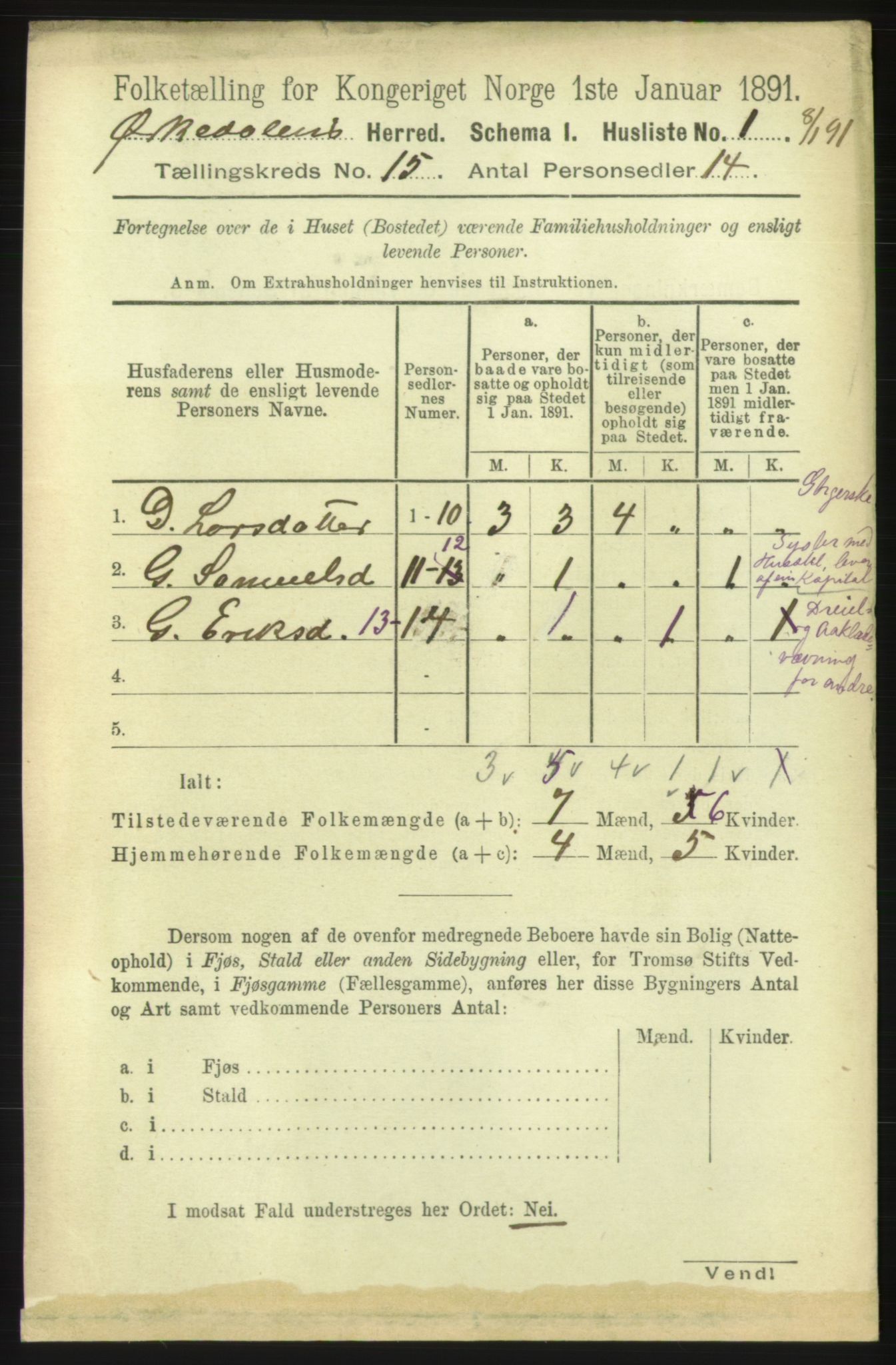 RA, 1891 census for 1638 Orkdal, 1891, p. 6840