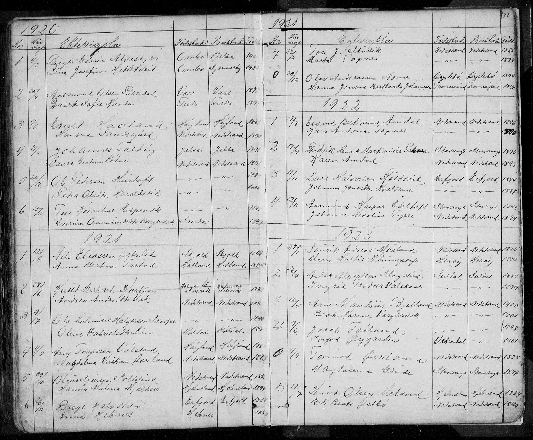 Nedstrand sokneprestkontor, SAST/A-101841/01/V: Parish register (copy) no. B 3, 1848-1933, p. 292