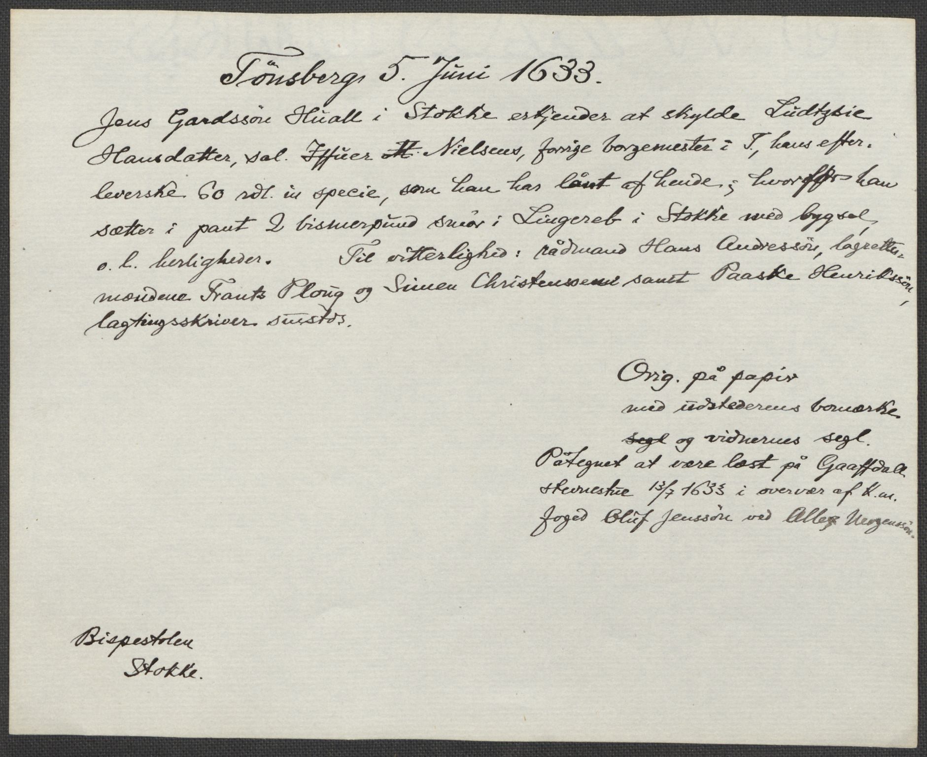 Riksarkivets diplomsamling, AV/RA-EA-5965/F15/L0021: Prestearkiv - Vestfold, 1573-1858, p. 228