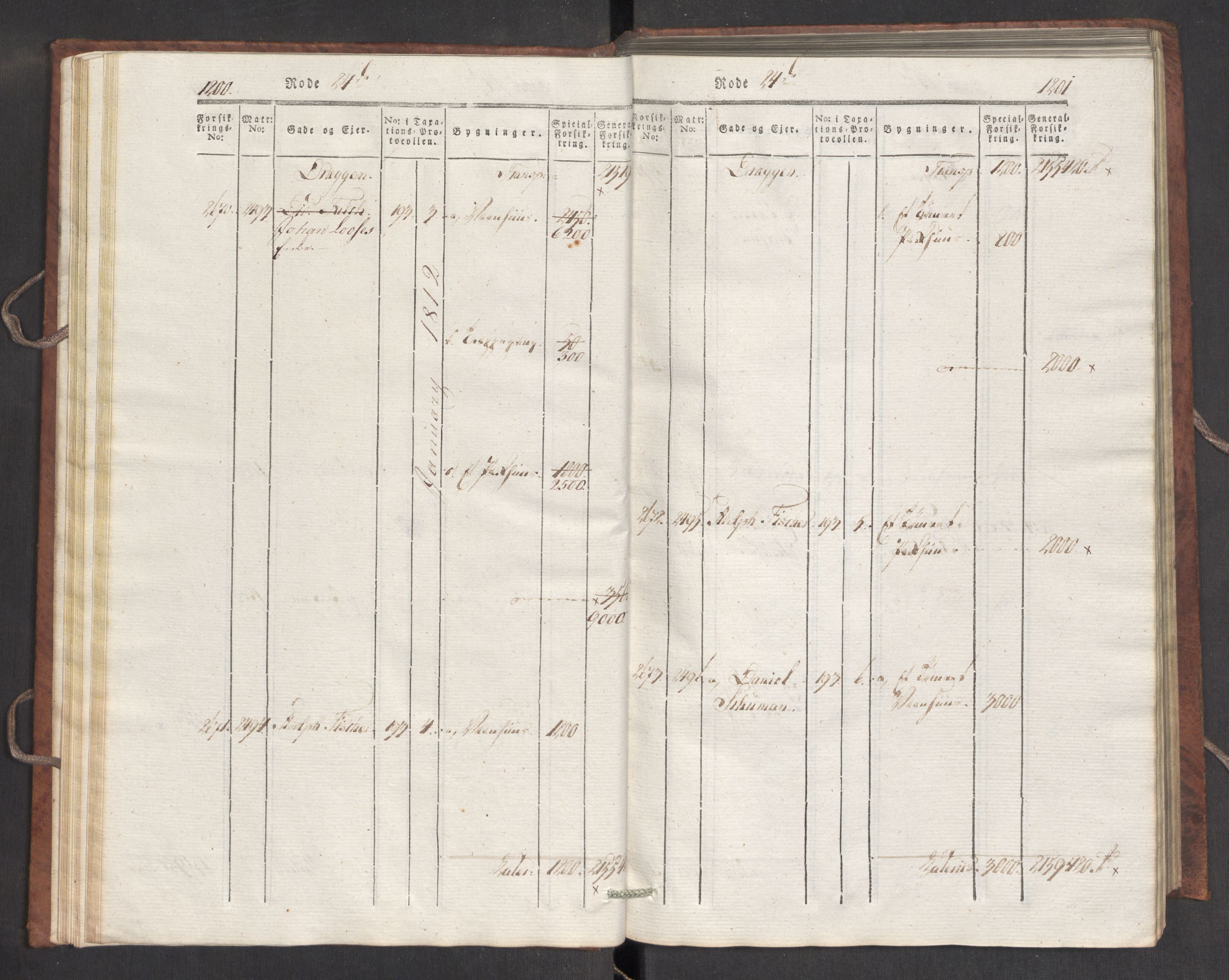 Kommersekollegiet, Brannforsikringskontoret 1767-1814, RA/EA-5458/F/Fa/L0007/0003: Bergen / Branntakstprotokoll, 1807-1817, p. 1200-1201