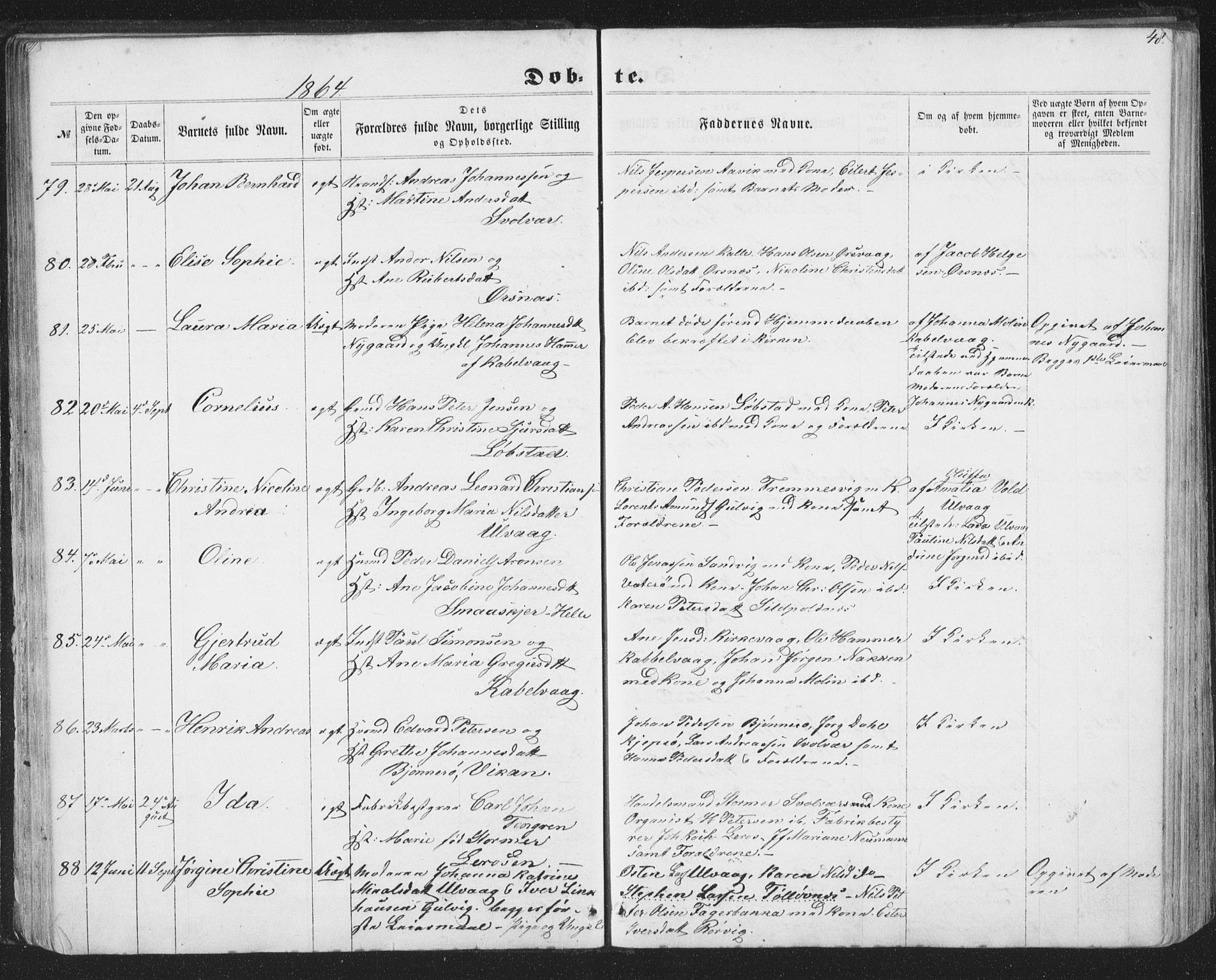 Ministerialprotokoller, klokkerbøker og fødselsregistre - Nordland, AV/SAT-A-1459/874/L1073: Parish register (copy) no. 874C02, 1860-1870, p. 48