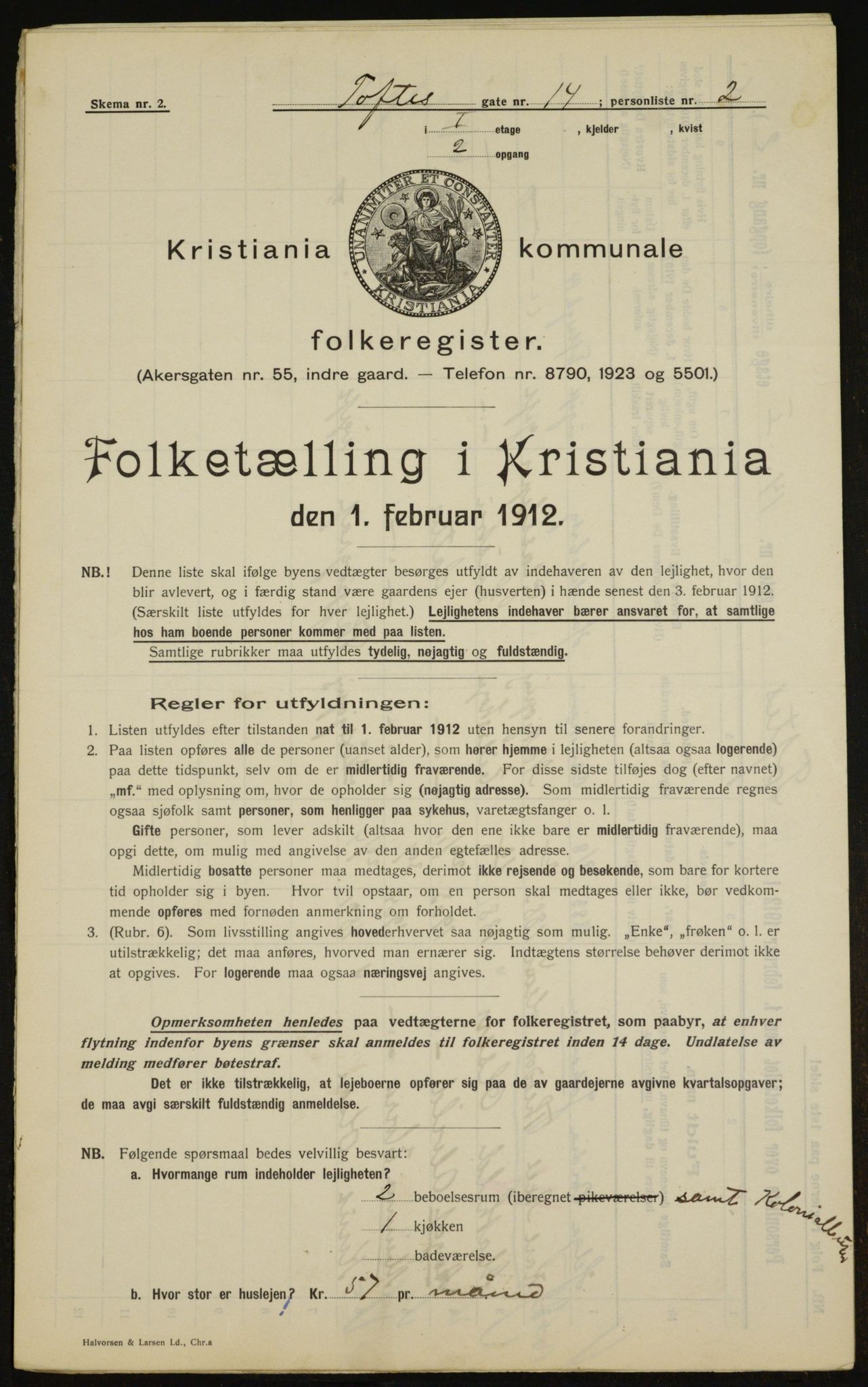 OBA, Municipal Census 1912 for Kristiania, 1912, p. 111549