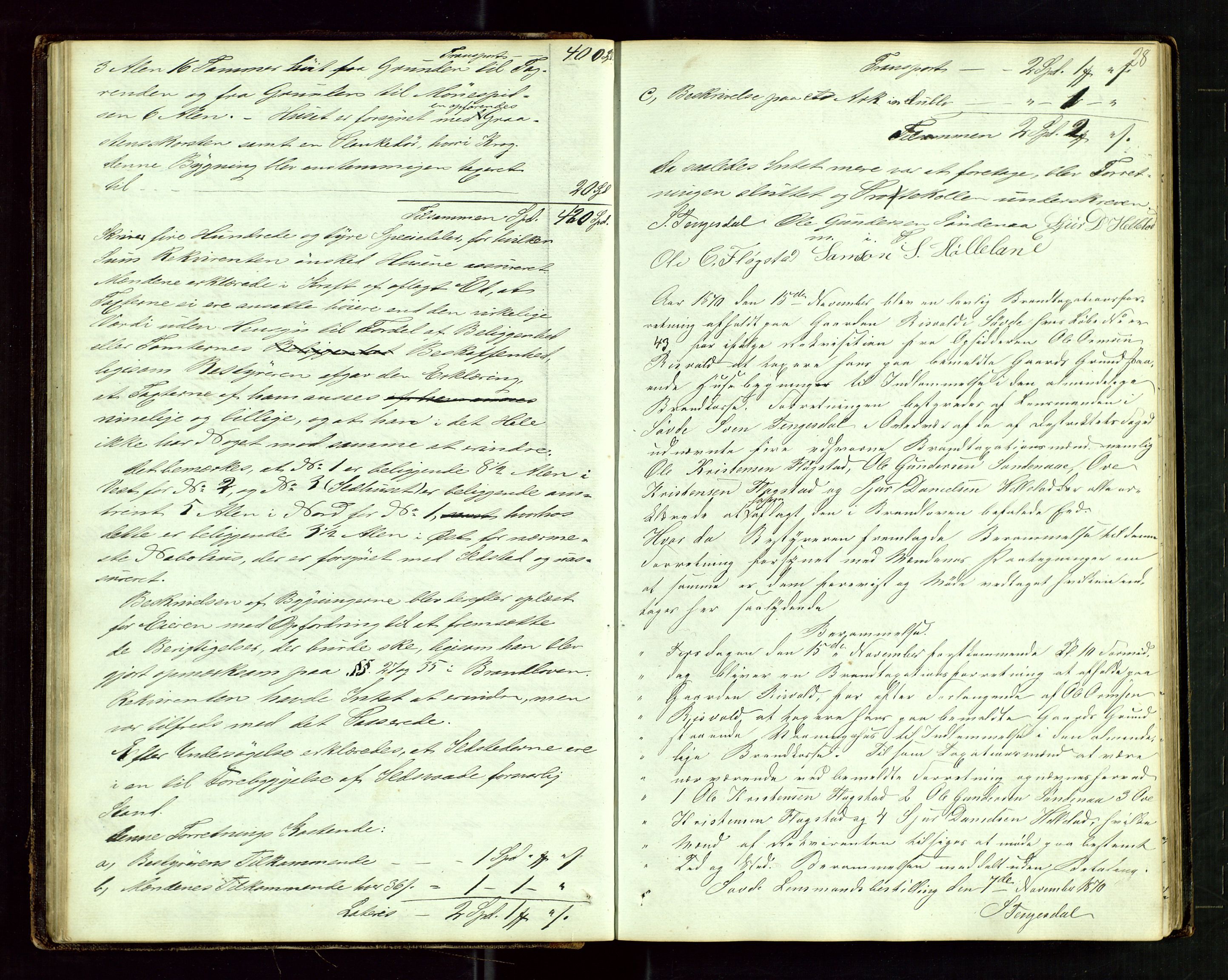 Sauda lensmannskontor, SAST/A-100177/Goa/L0001: "Brandtaxations-Protocol for Søvde Thinglaug", 1846-1886, p. 27b-28a