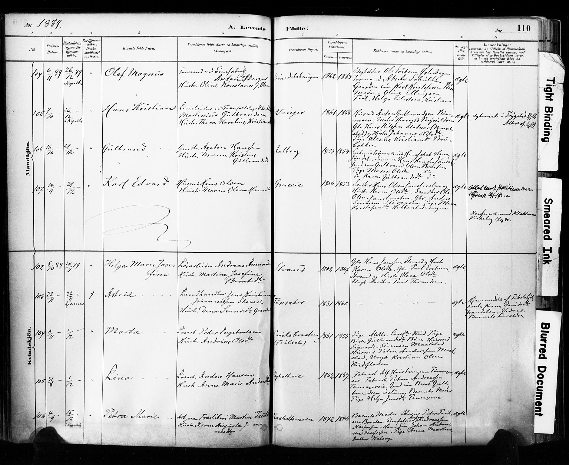 Eidsvoll prestekontor Kirkebøker, AV/SAO-A-10888/F/Fa/L0002: Parish register (official) no. I 2, 1882-1895, p. 110