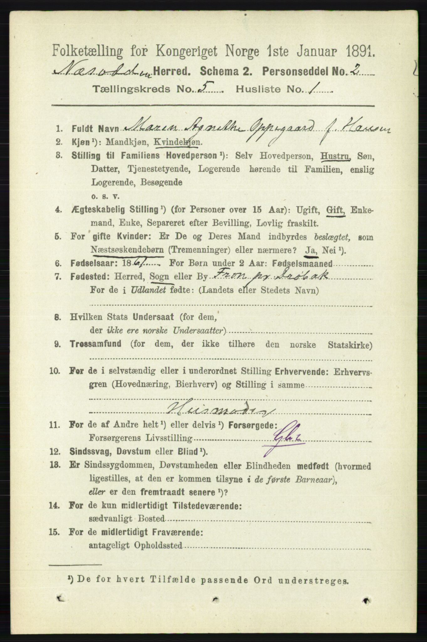 RA, 1891 census for 0216 Nesodden, 1891, p. 1990
