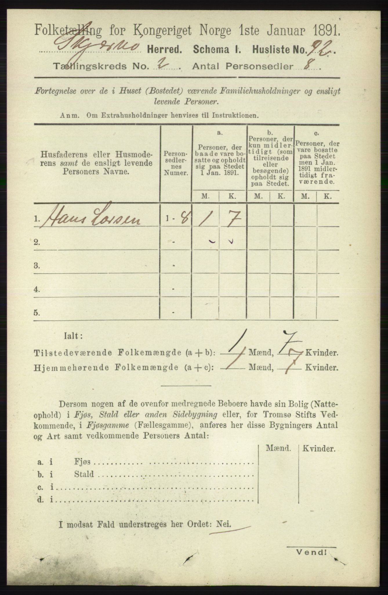 RA, 1891 census for 1941 Skjervøy, 1891, p. 1009