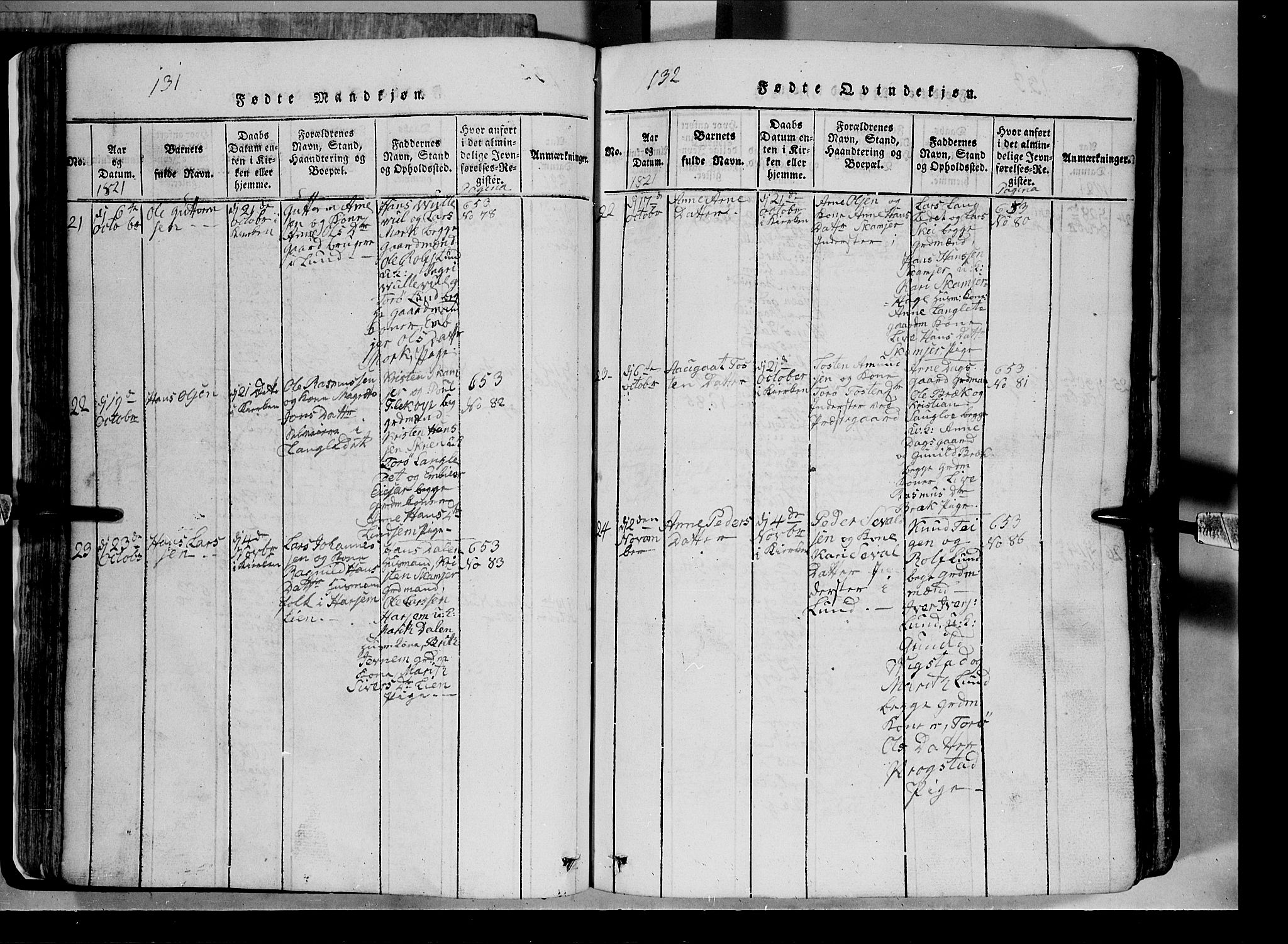 Lom prestekontor, AV/SAH-PREST-070/L/L0003: Parish register (copy) no. 3, 1815-1844, p. 131-132