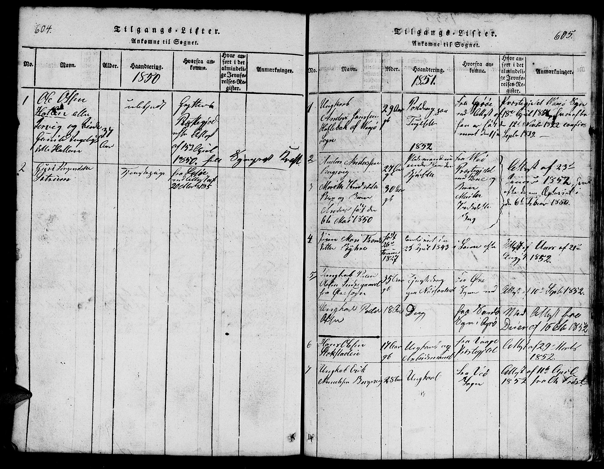 Ministerialprotokoller, klokkerbøker og fødselsregistre - Møre og Romsdal, SAT/A-1454/555/L0665: Parish register (copy) no. 555C01, 1818-1868, p. 604-605