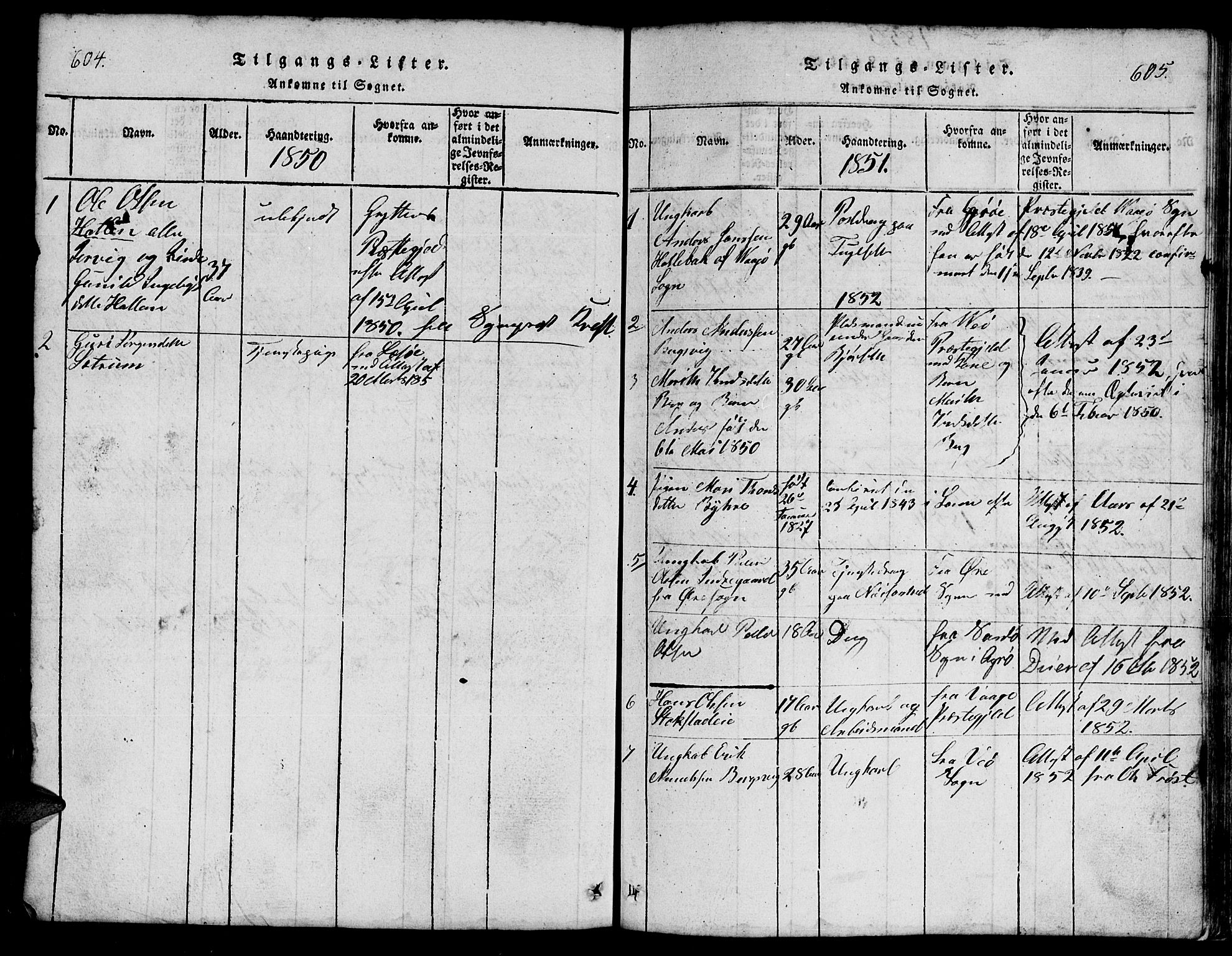 Ministerialprotokoller, klokkerbøker og fødselsregistre - Møre og Romsdal, AV/SAT-A-1454/555/L0665: Parish register (copy) no. 555C01, 1818-1868, p. 604-605