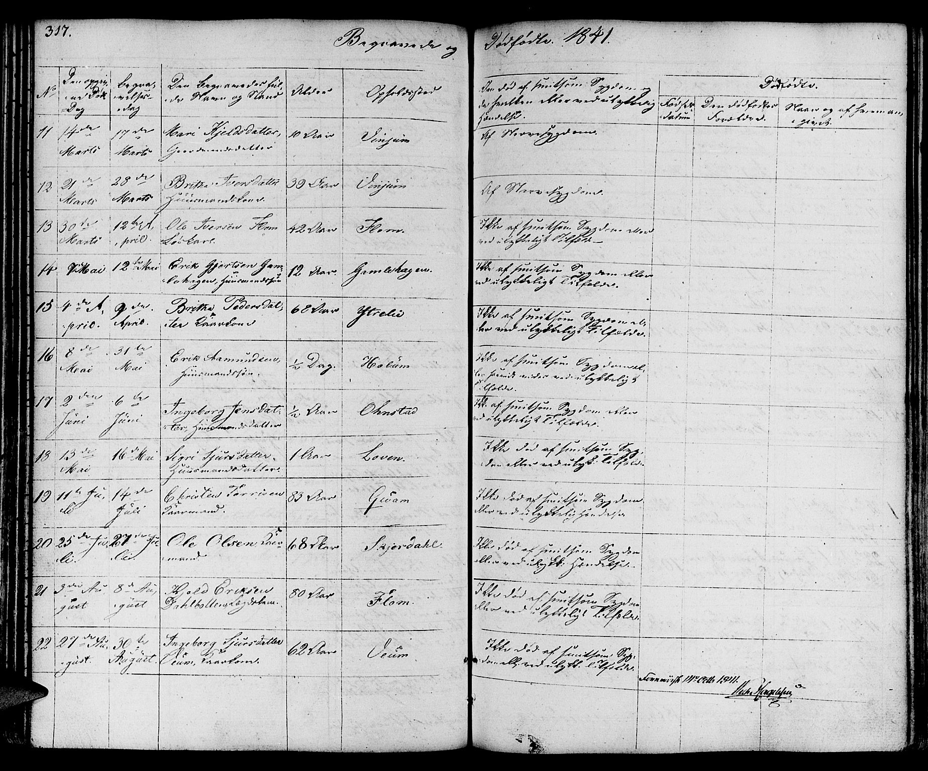 Aurland sokneprestembete, SAB/A-99937/H/Ha/Haa/L0006: Parish register (official) no. A 6, 1821-1859, p. 317