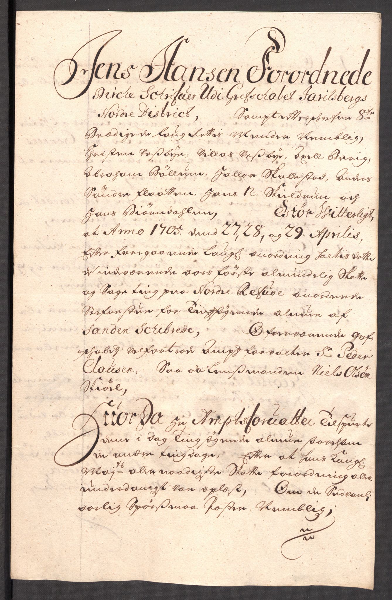 Rentekammeret inntil 1814, Reviderte regnskaper, Fogderegnskap, RA/EA-4092/R32/L1871: Fogderegnskap Jarlsberg grevskap, 1703-1705, p. 528