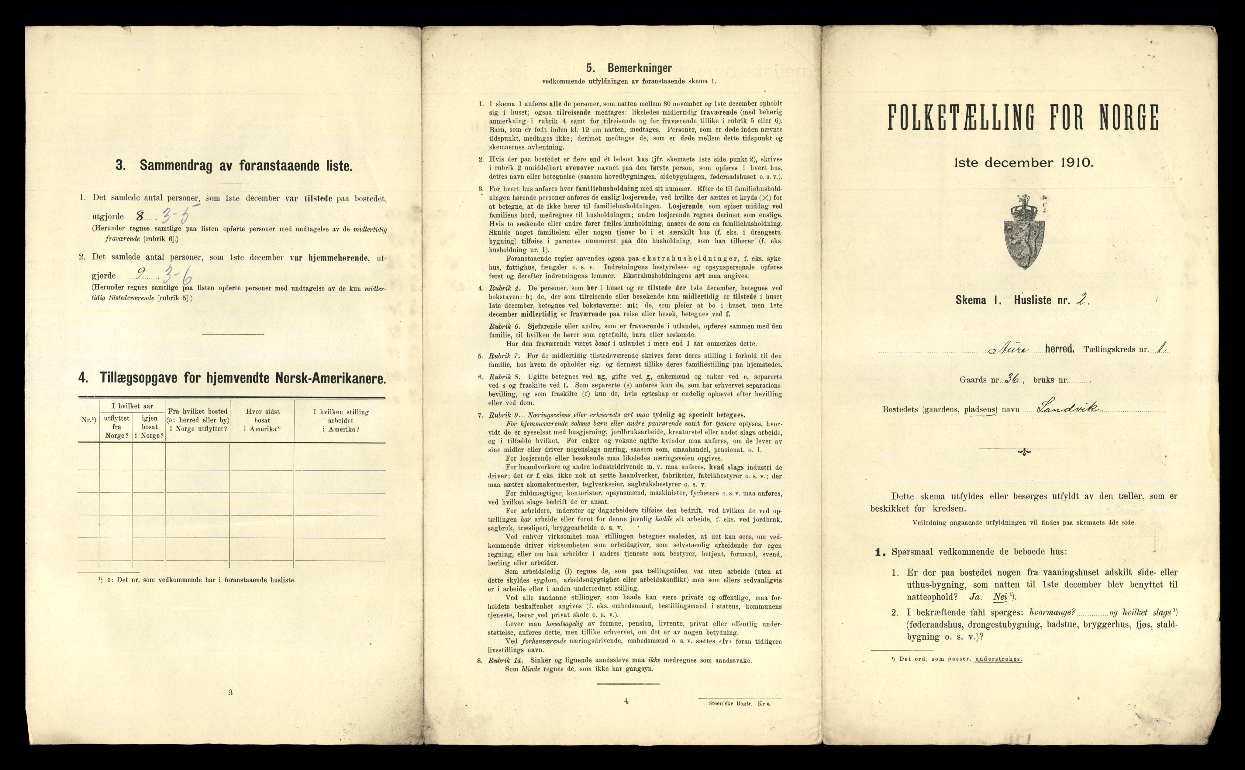 RA, 1910 census for Aure, 1910, p. 38