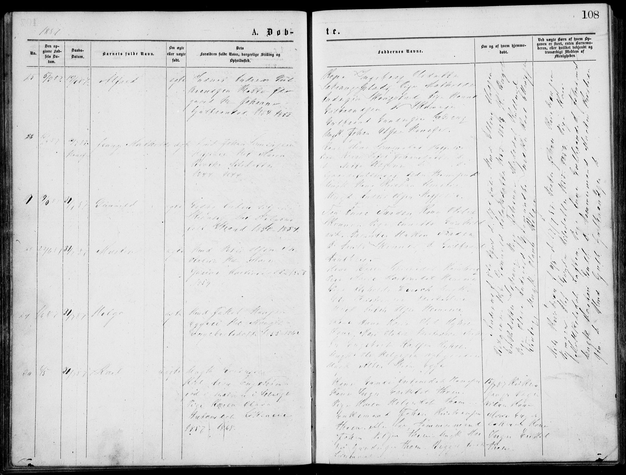 Norderhov kirkebøker, AV/SAKO-A-237/G/Gb/L0001: Parish register (copy) no. II 1, 1876-1899, p. 108