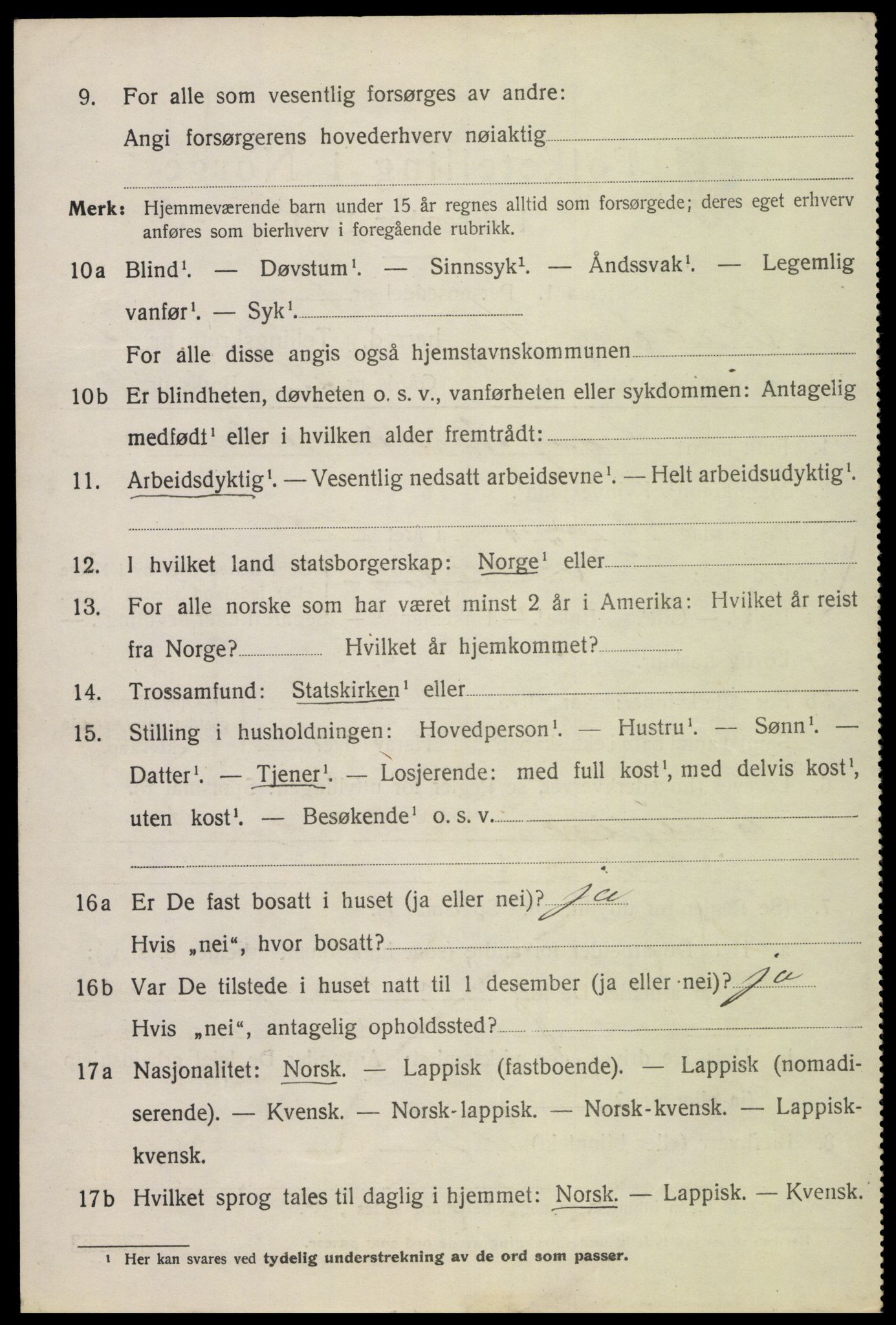 SAT, 1920 census for Vågan, 1920, p. 10328