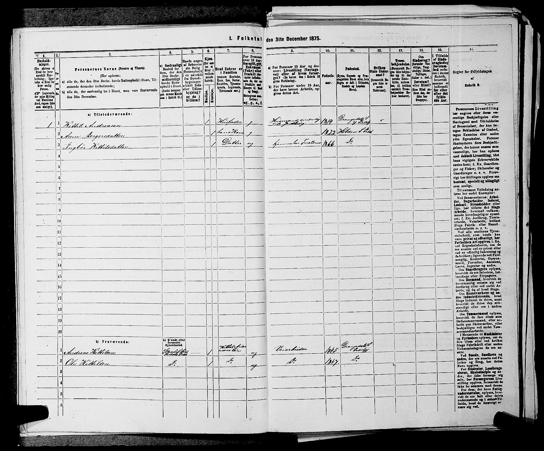 SAKO, 1875 census for 0817P Drangedal, 1875, p. 340