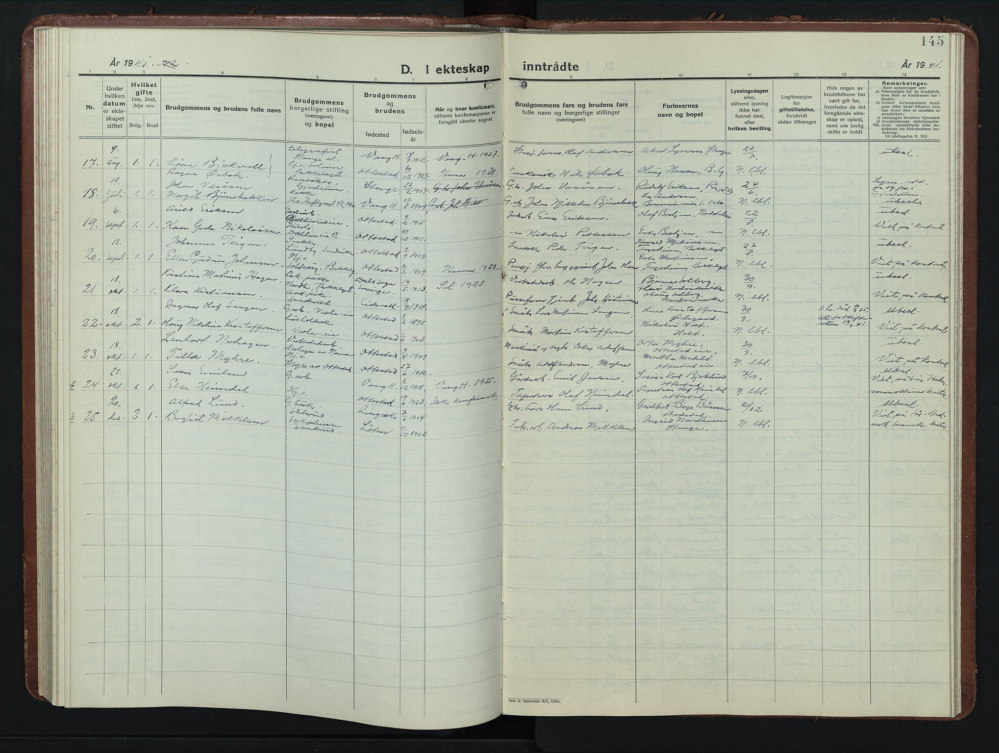 Stange prestekontor, AV/SAH-PREST-002/L/L0019: Parish register (copy) no. 19, 1929-1947, p. 145