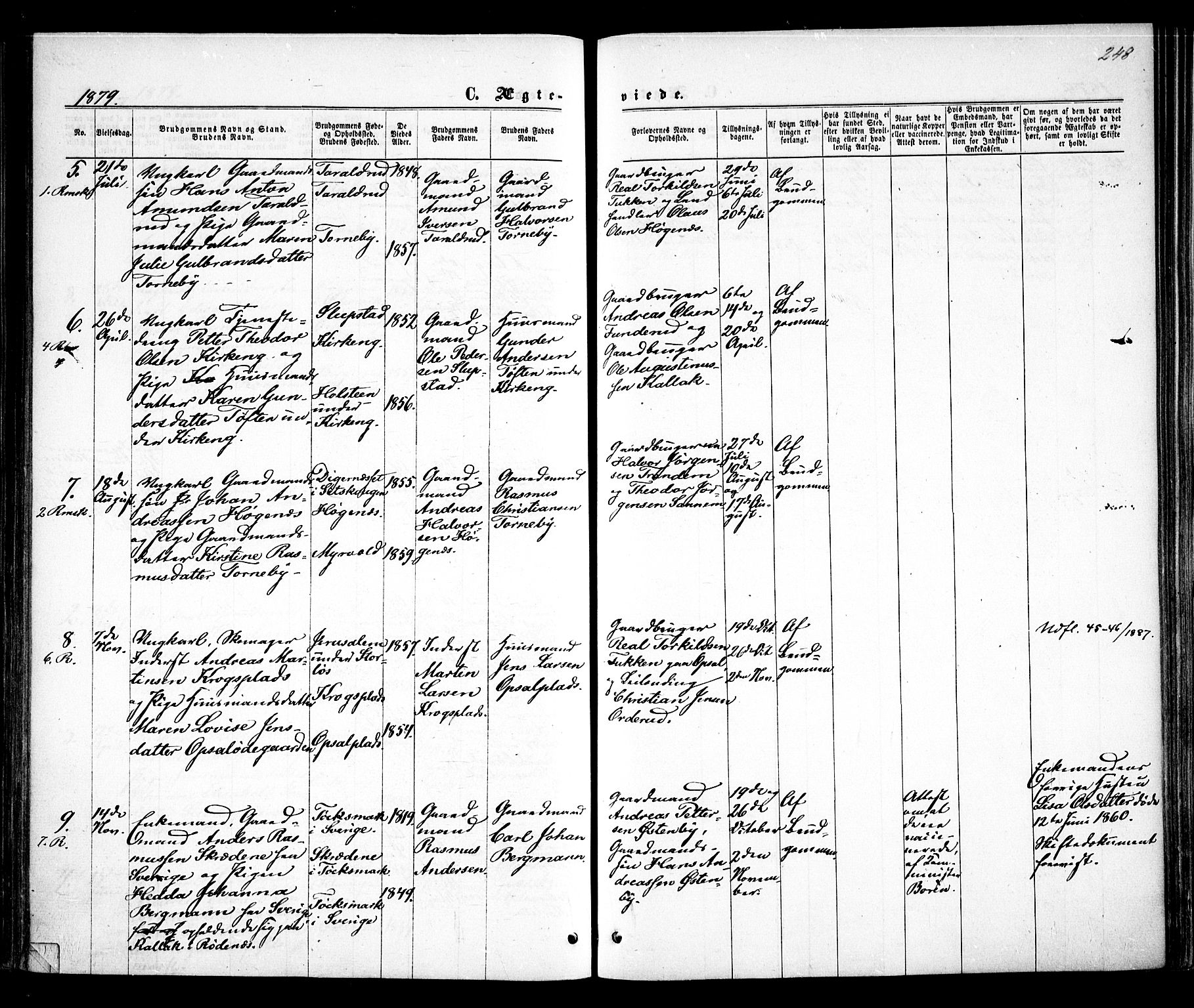 Rødenes prestekontor Kirkebøker, AV/SAO-A-2005/F/Fa/L0008: Parish register (official) no. I 8, 1869-1879, p. 248