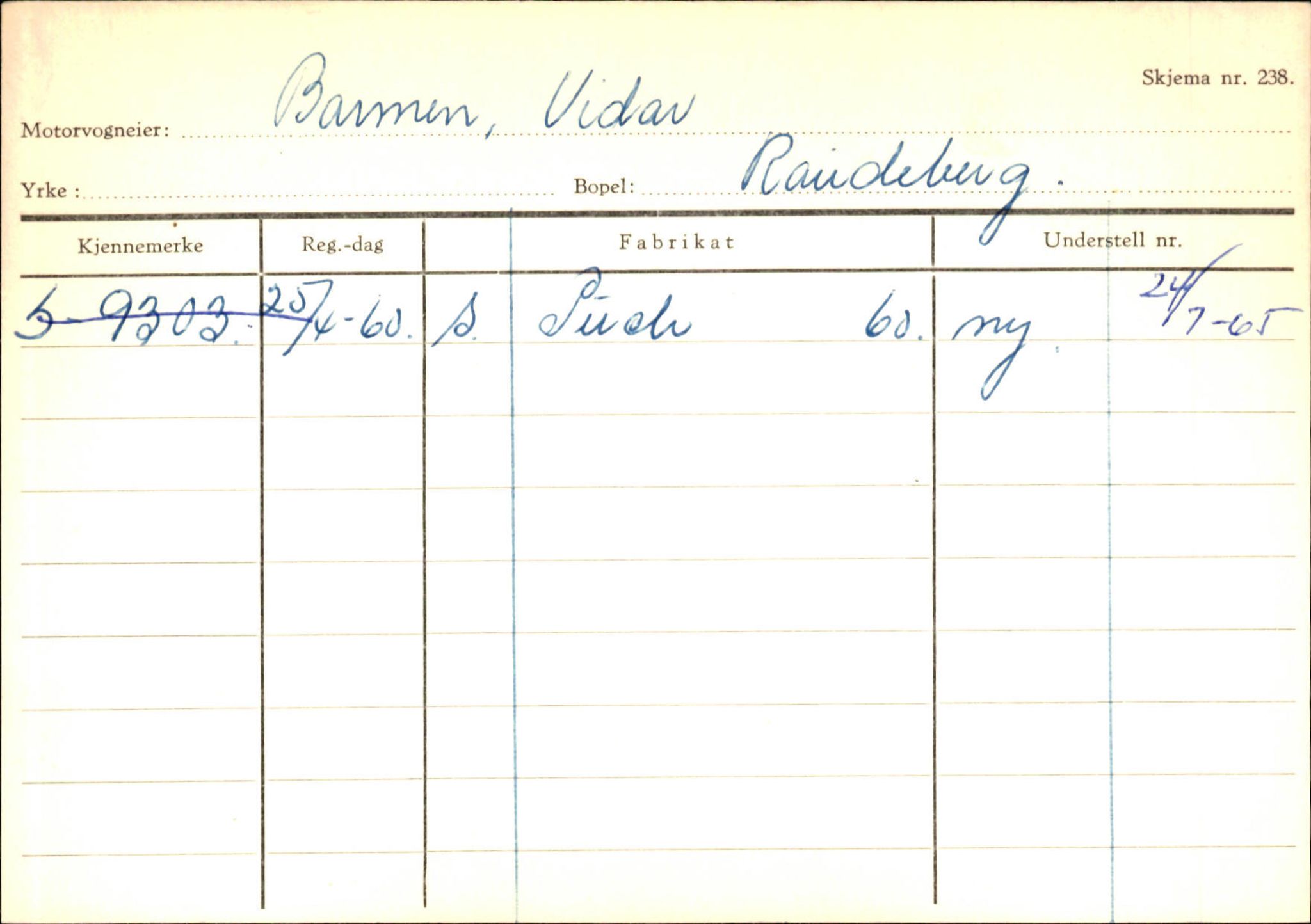 Statens vegvesen, Sogn og Fjordane vegkontor, SAB/A-5301/4/F/L0144: Registerkort Vågsøy A-R, 1945-1975, p. 101