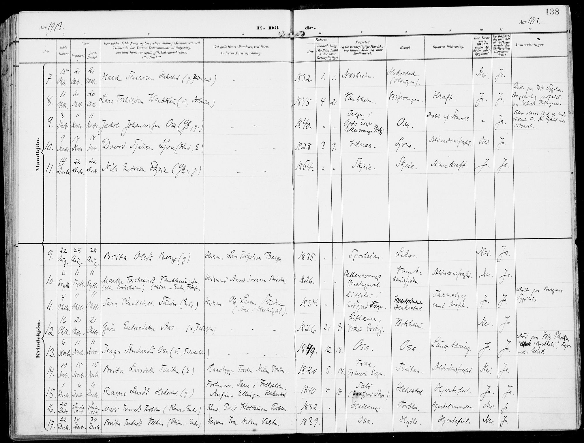 Ulvik sokneprestembete, AV/SAB-A-78801/H/Haa: Parish register (official) no. B  2, 1898-1924, p. 138