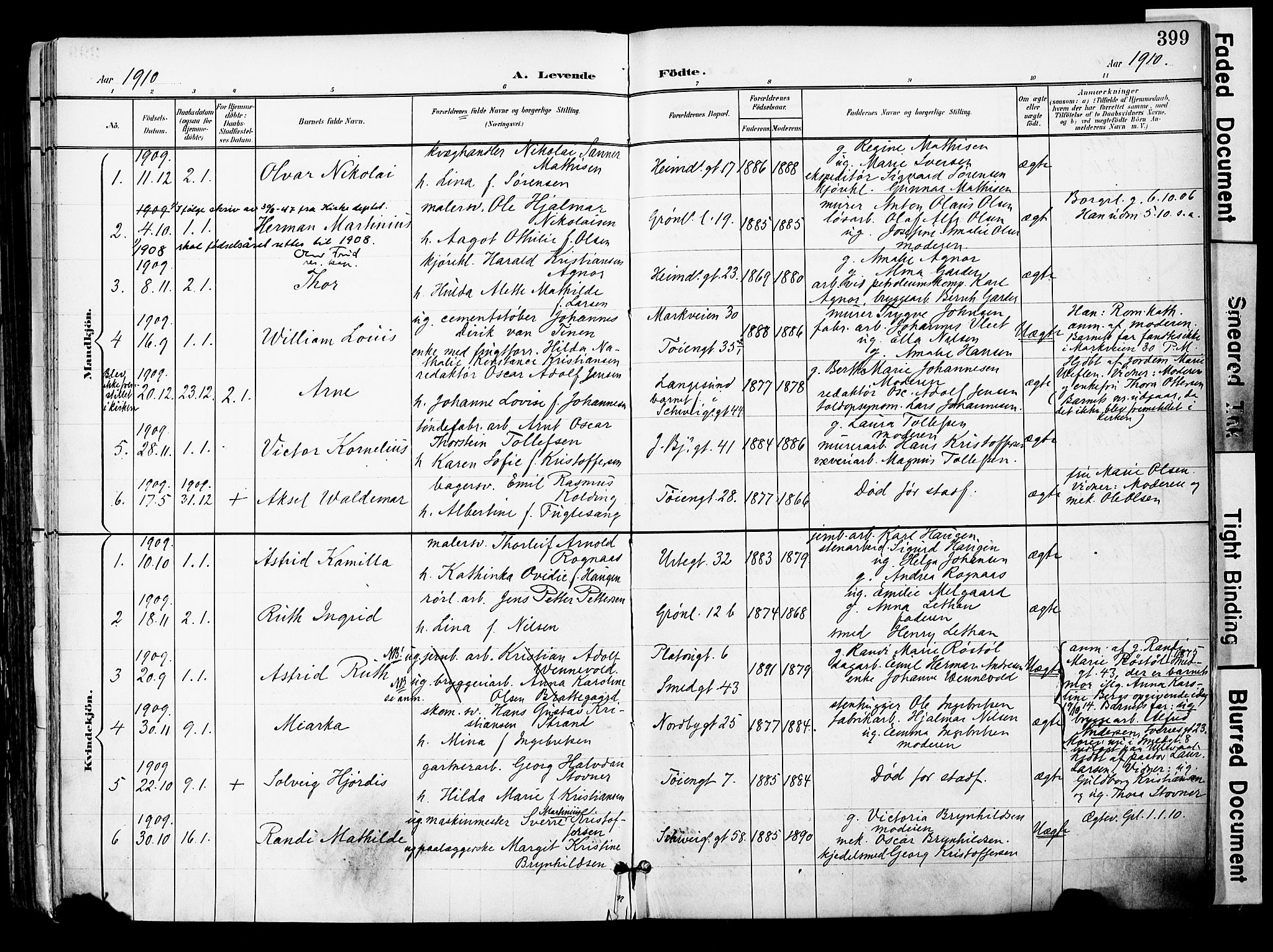 Grønland prestekontor Kirkebøker, AV/SAO-A-10848/F/Fa/L0014: Parish register (official) no. 14, 1900-1911, p. 399