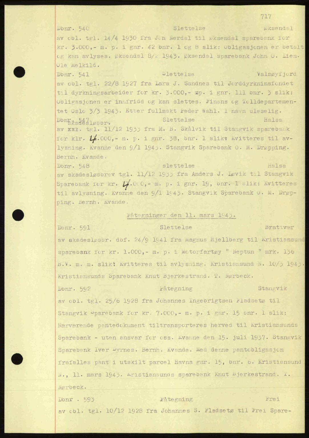 Nordmøre sorenskriveri, AV/SAT-A-4132/1/2/2Ca: Mortgage book no. C81, 1940-1945, Diary no: : 540/1943