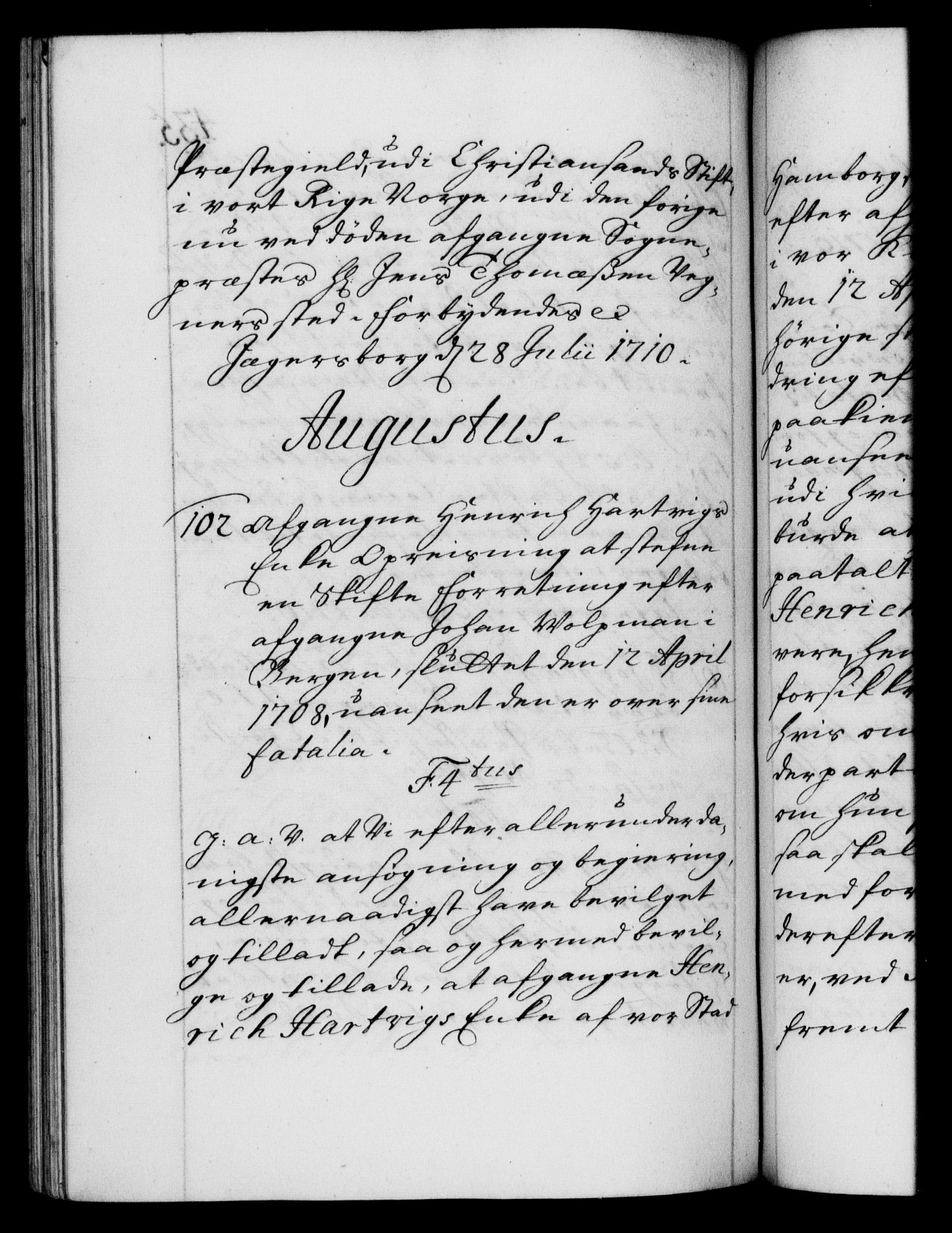 Danske Kanselli 1572-1799, AV/RA-EA-3023/F/Fc/Fca/Fcaa/L0020: Norske registre, 1708-1711, p. 435b