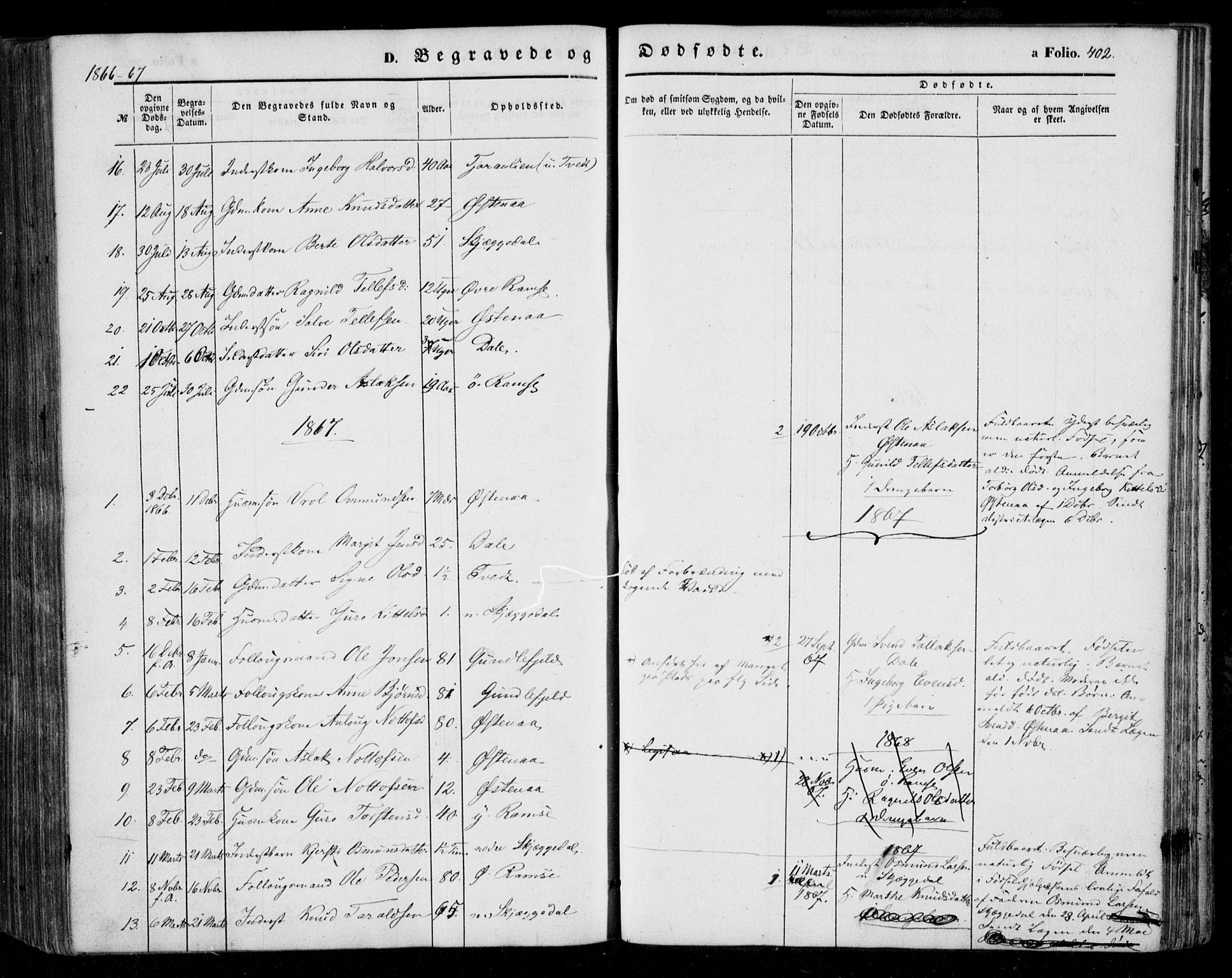 Åmli sokneprestkontor, AV/SAK-1111-0050/F/Fa/Fac/L0008: Parish register (official) no. A 8, 1852-1869, p. 402