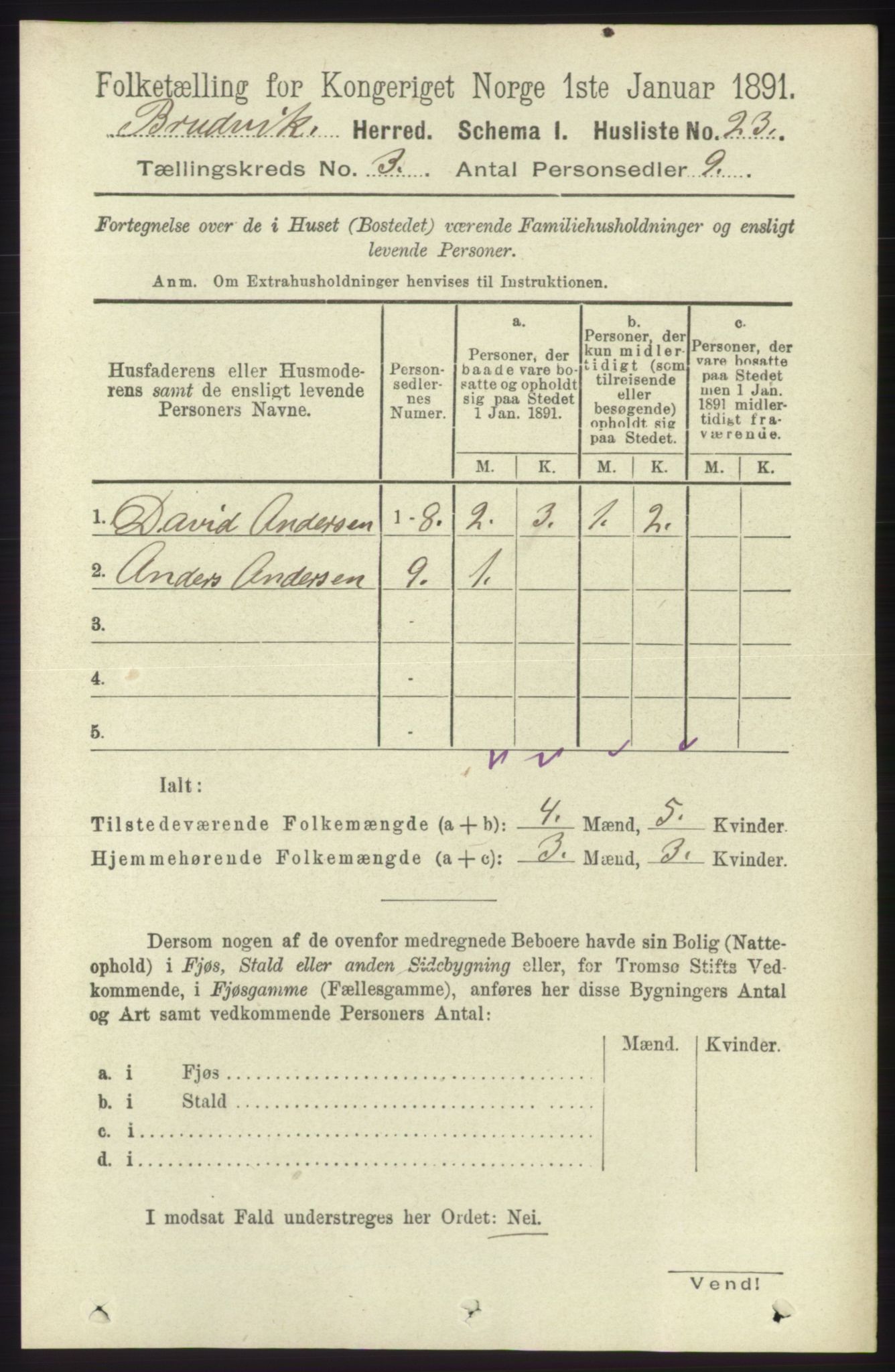 RA, 1891 census for 1251 Bruvik, 1891, p. 818