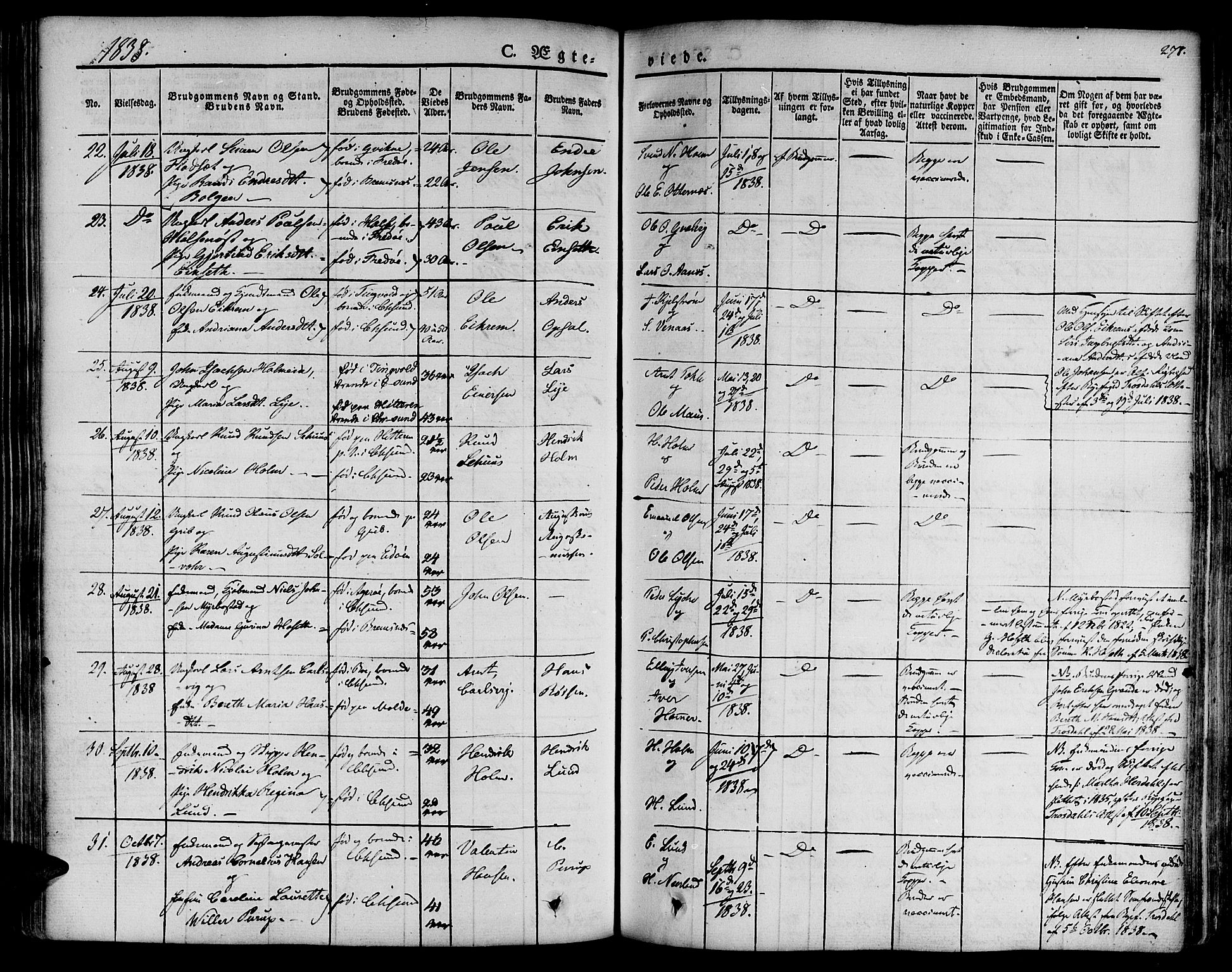 Ministerialprotokoller, klokkerbøker og fødselsregistre - Møre og Romsdal, AV/SAT-A-1454/572/L0843: Parish register (official) no. 572A06, 1832-1842, p. 278