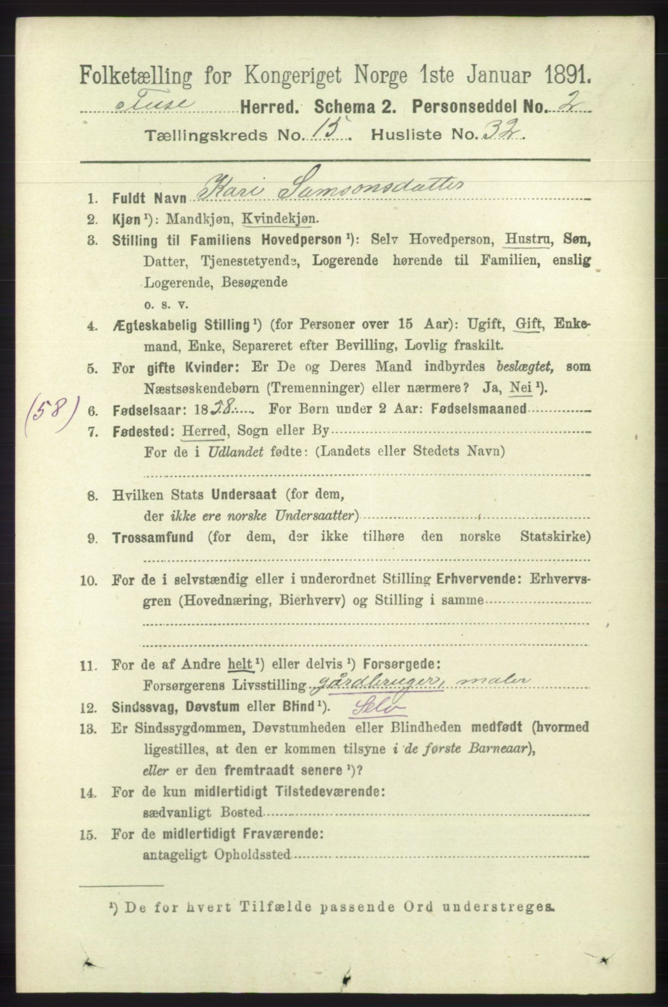 RA, 1891 census for 1241 Fusa, 1891, p. 3562