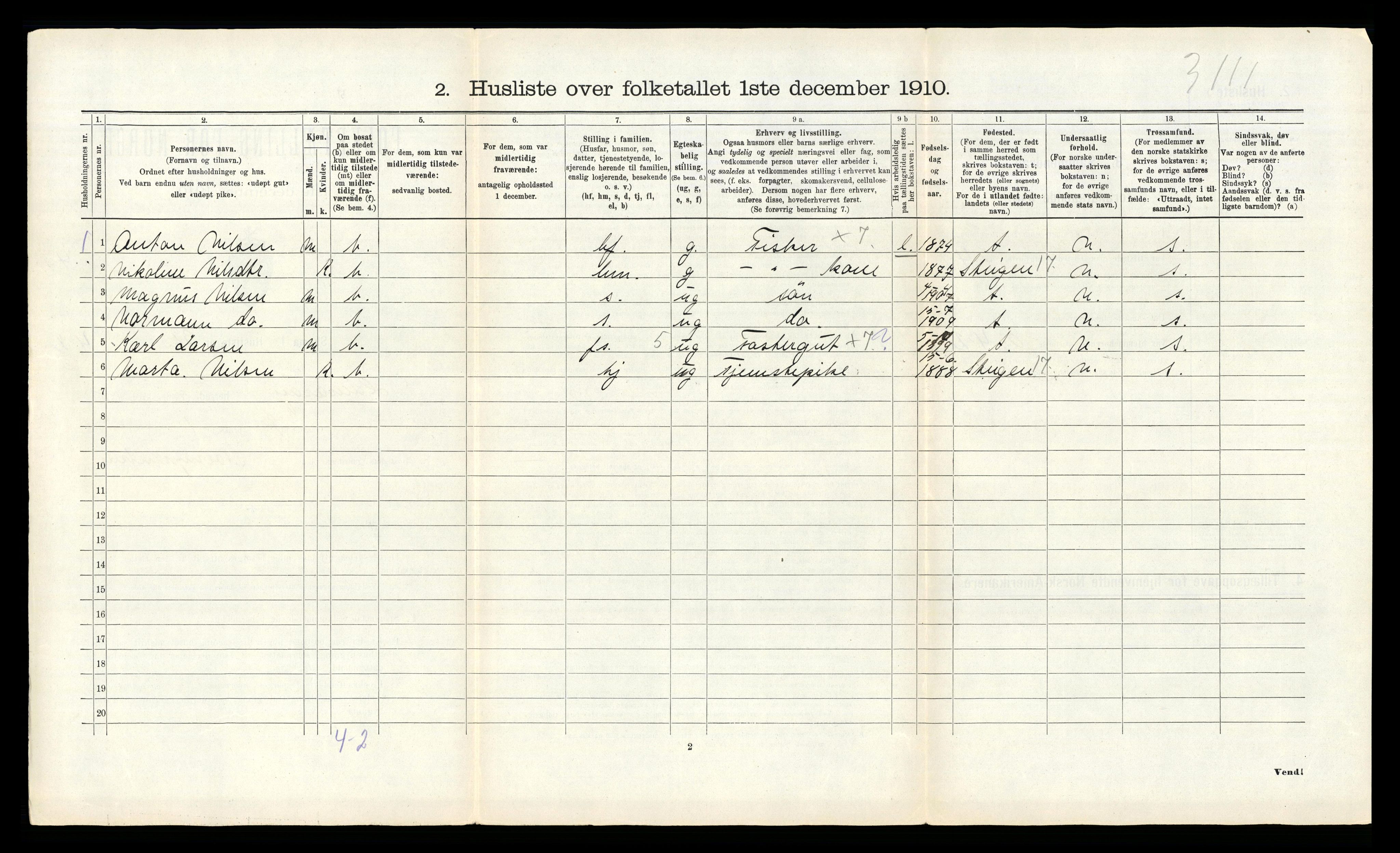 RA, 1910 census for Hamarøy, 1910, p. 895