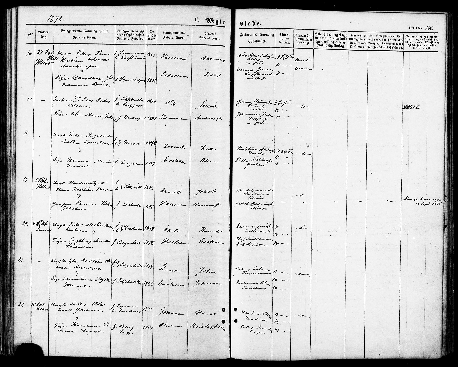 Lenvik sokneprestembete, AV/SATØ-S-1310/H/Ha/Haa/L0010kirke: Parish register (official) no. 10, 1873-1880, p. 156