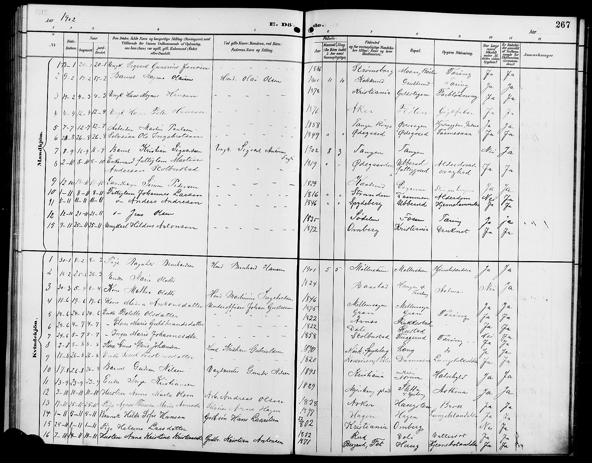 Enebakk prestekontor Kirkebøker, SAO/A-10171c/G/Ga/L0006: Parish register (copy) no. I 6, 1889-1911, p. 267