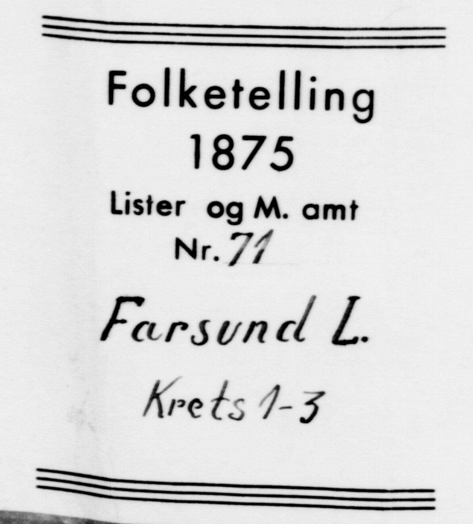 SAK, 1875 census for 1003B Vanse/Farsund, 1875, p. 6