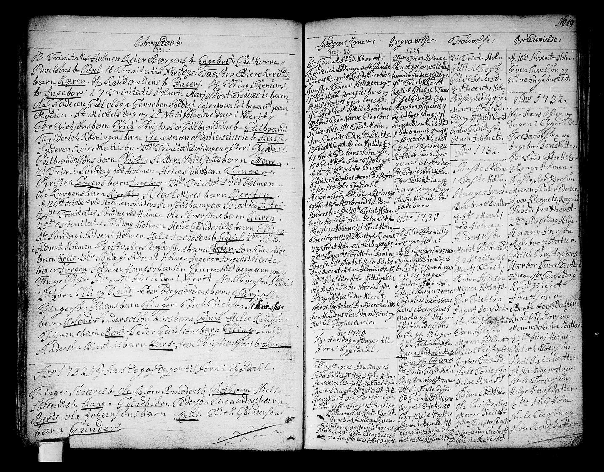 Sigdal kirkebøker, SAKO/A-245/F/Fa/L0001: Parish register (official) no. I 1, 1722-1777, p. 19