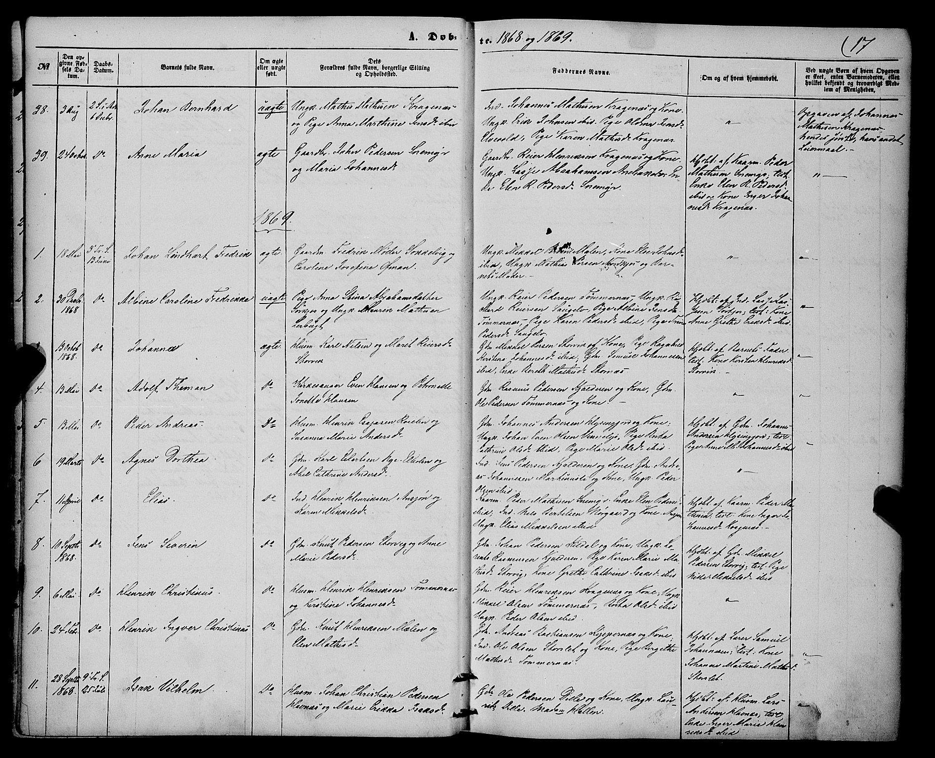Skjervøy sokneprestkontor, SATØ/S-1300/H/Ha/Haa/L0013kirke: Parish register (official) no. 13, 1863-1877, p. 17