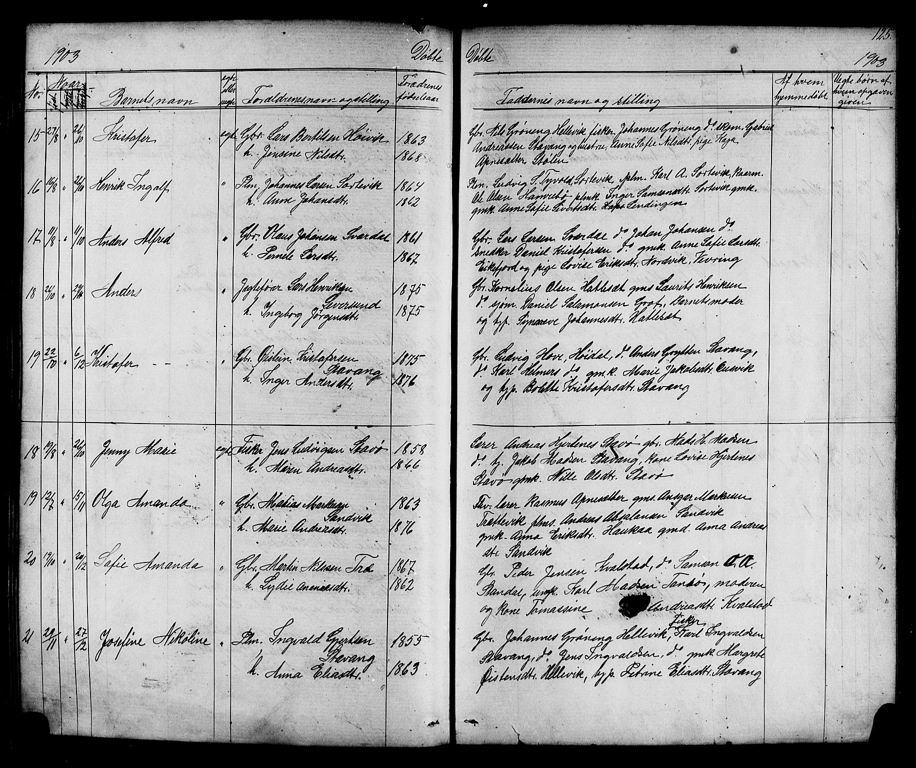 Kinn sokneprestembete, AV/SAB-A-80801/H/Hab/Habc/L0002: Parish register (copy) no. C 2, 1869-1918, p. 125