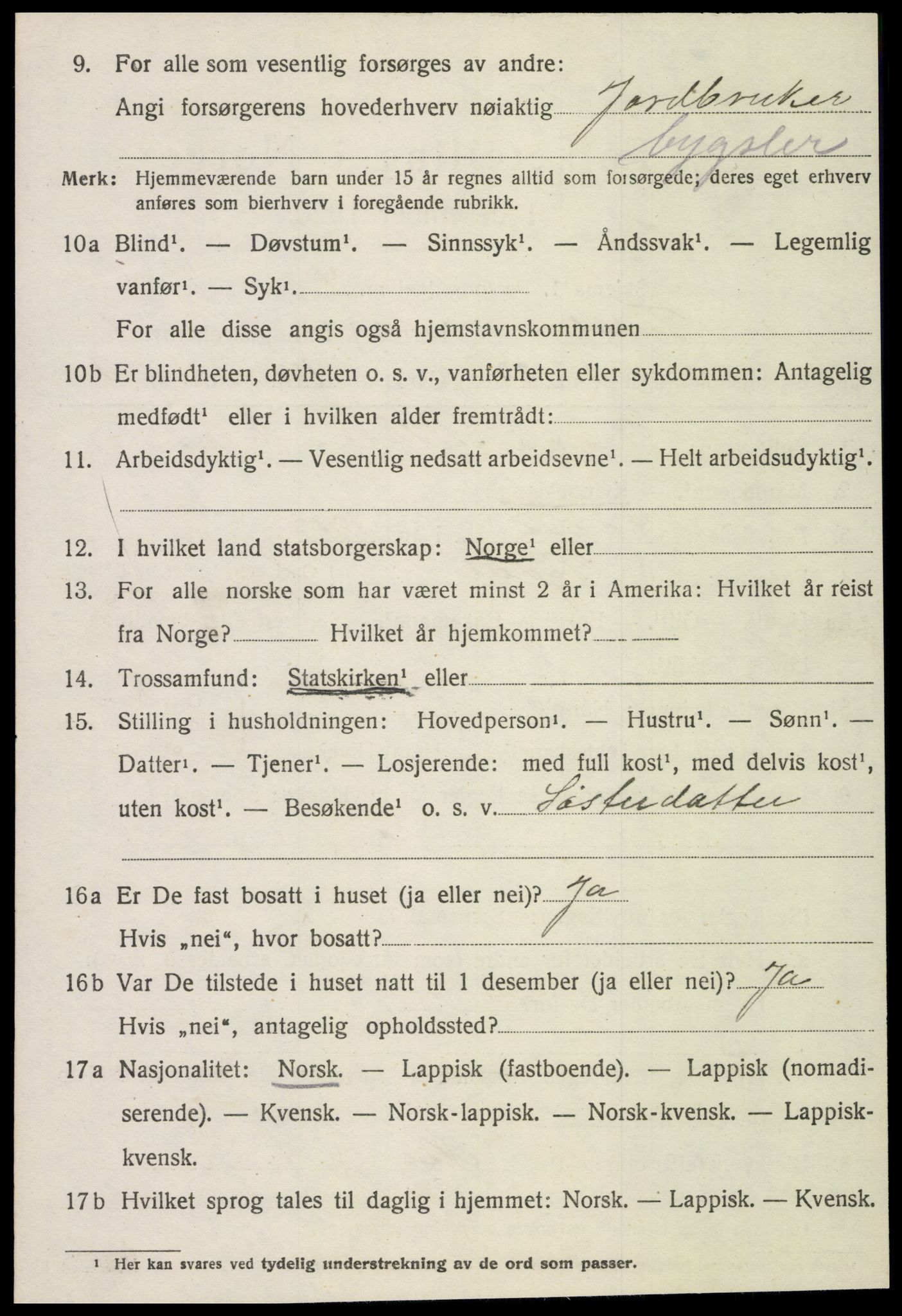 SAT, 1920 census for Tydal, 1920, p. 566