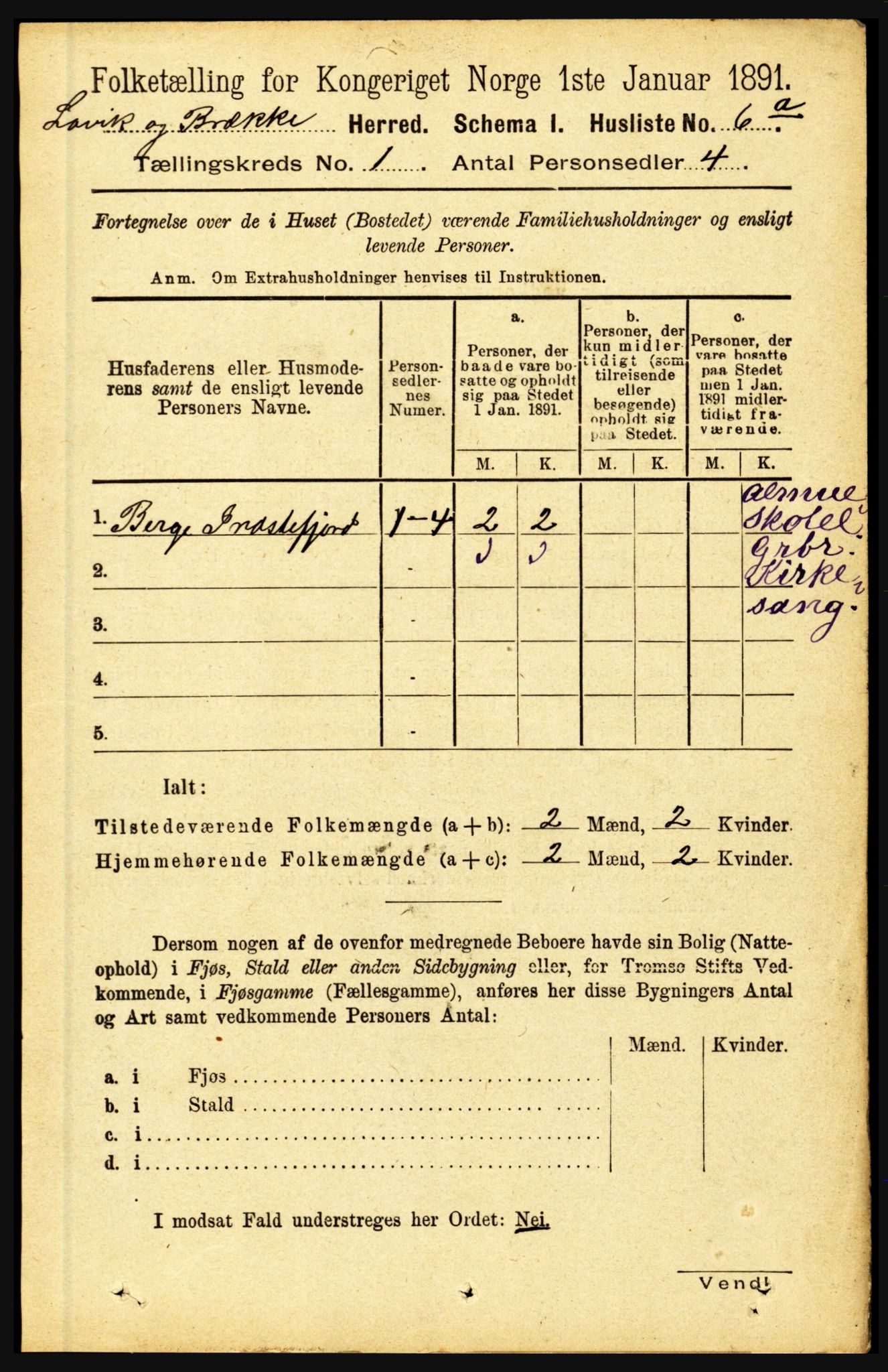 RA, 1891 census for 1415 Lavik og Brekke, 1891, p. 37