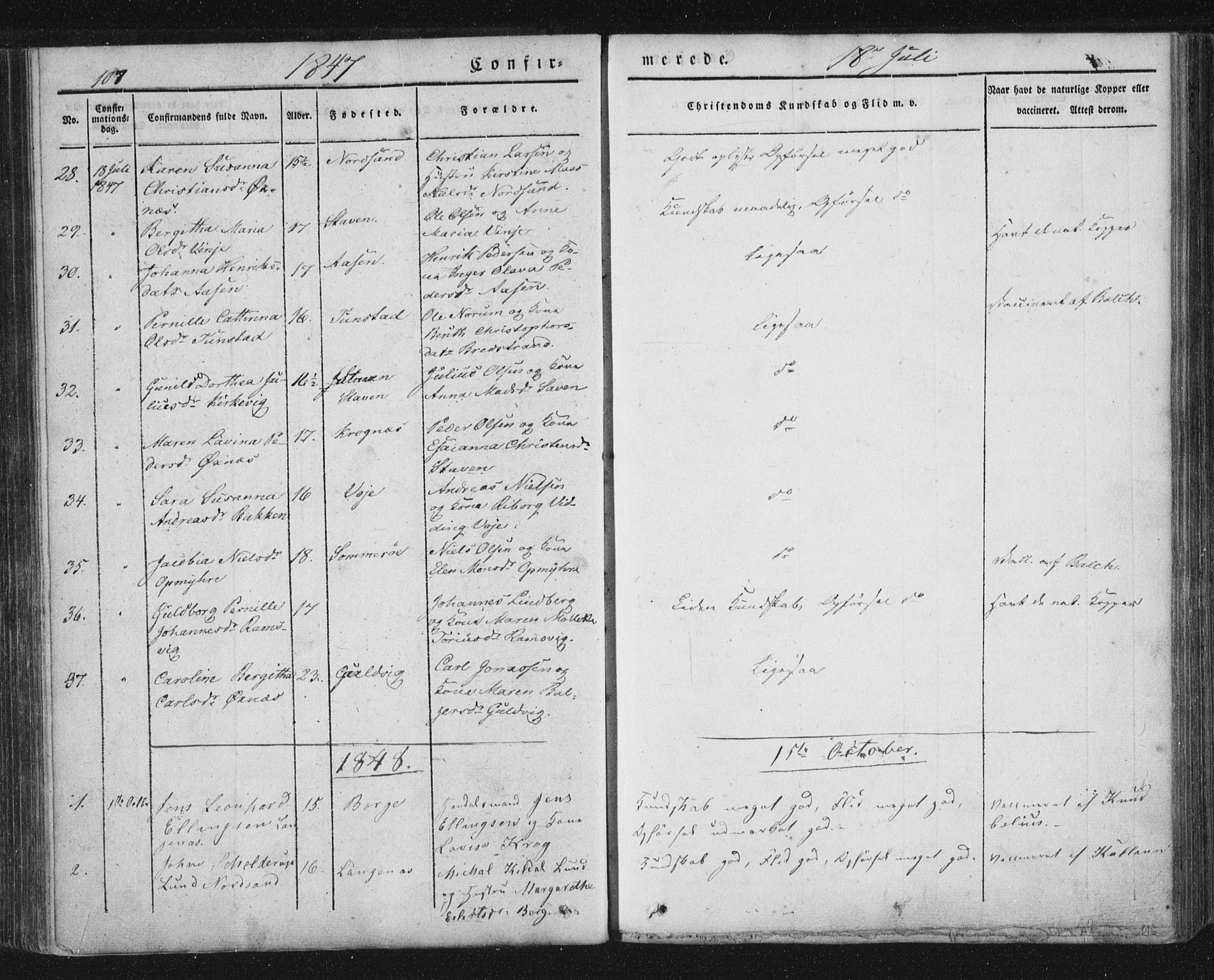 Ministerialprotokoller, klokkerbøker og fødselsregistre - Nordland, AV/SAT-A-1459/893/L1332: Parish register (official) no. 893A05, 1841-1858, p. 107