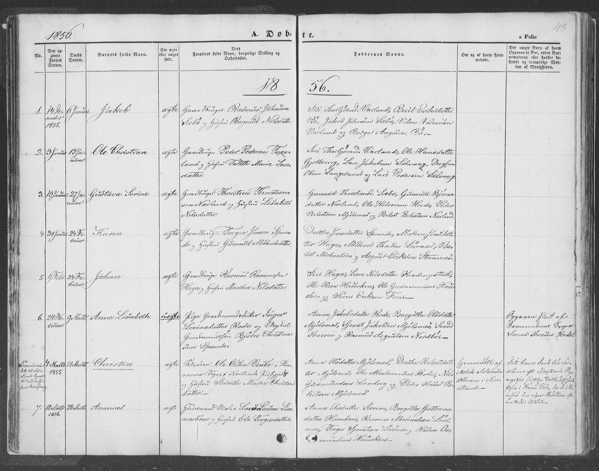 Finnøy sokneprestkontor, SAST/A-101825/H/Ha/Haa/L0007: Parish register (official) no. A 7, 1847-1862, p. 48