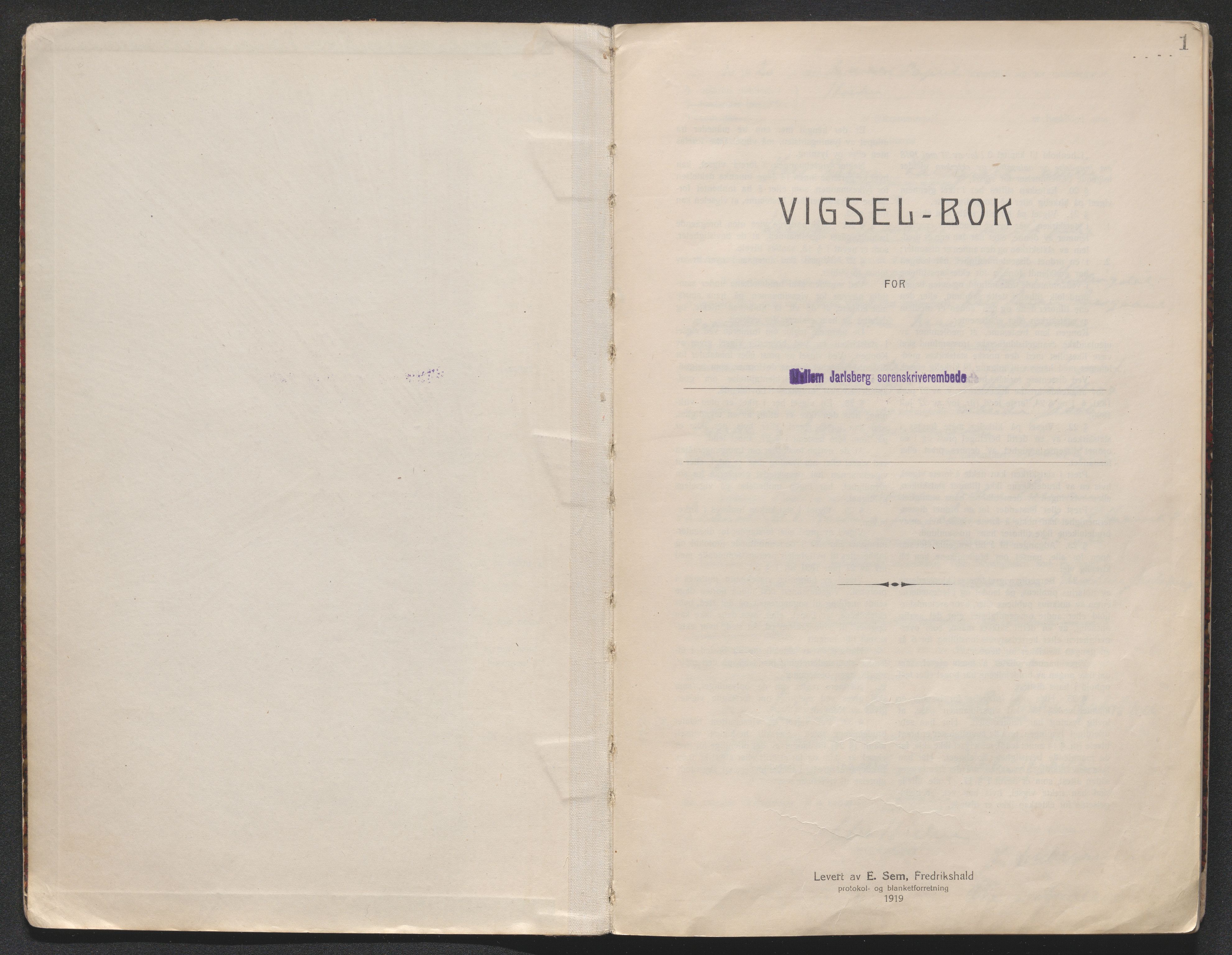 Horten sorenskriveri, AV/SAKO-A-133/L/Lc/L0001: Vigselsbok, 1920-1941, p. 1